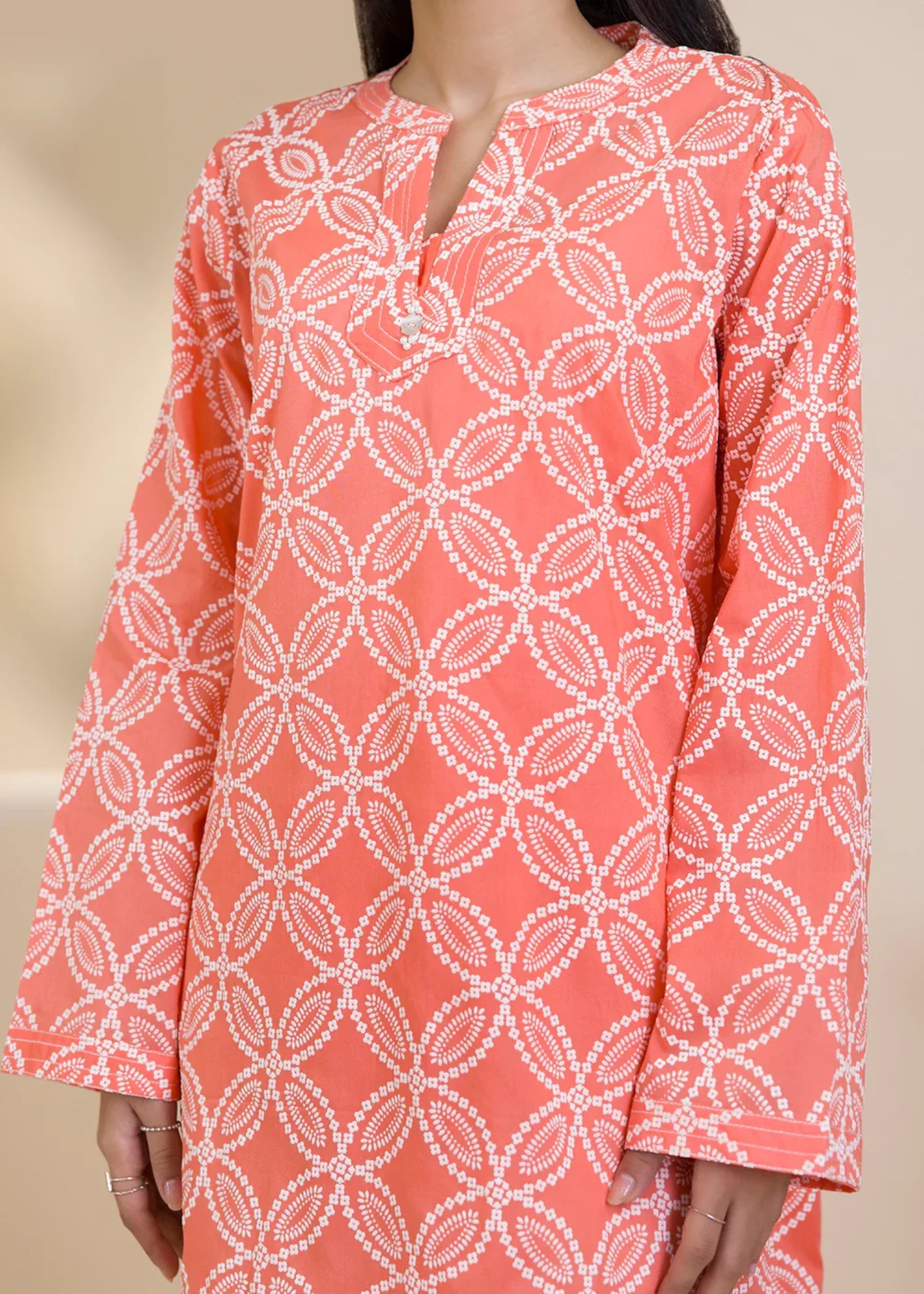 lawn Kurti in Coral pink