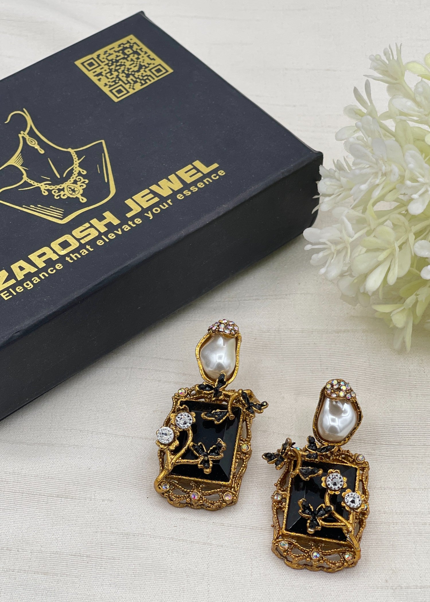 Earrings in Black Color by - Trendy Women Earrings DLN4310