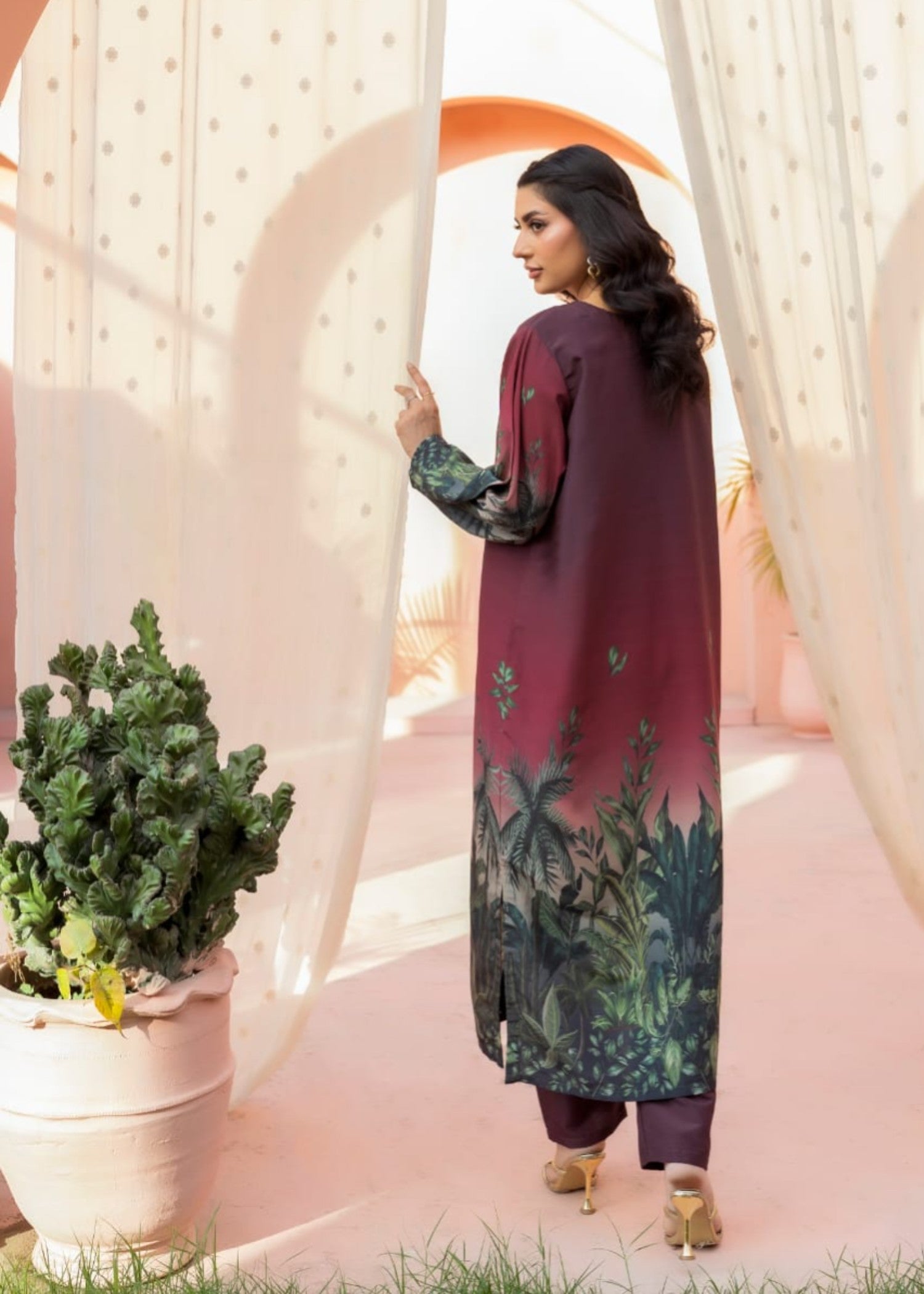 poly lawn Kurta Set in Multi
