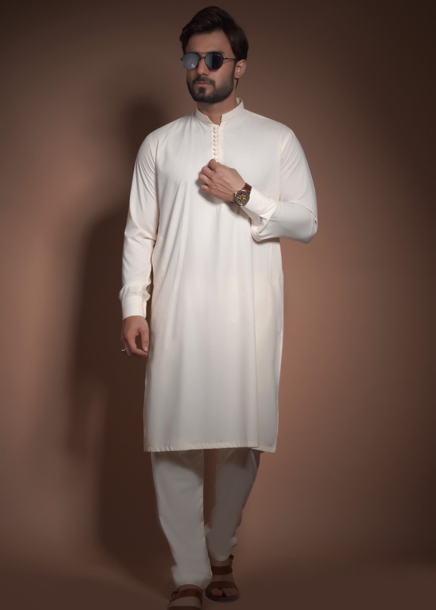 cotton viscose Kurta Set in Cream