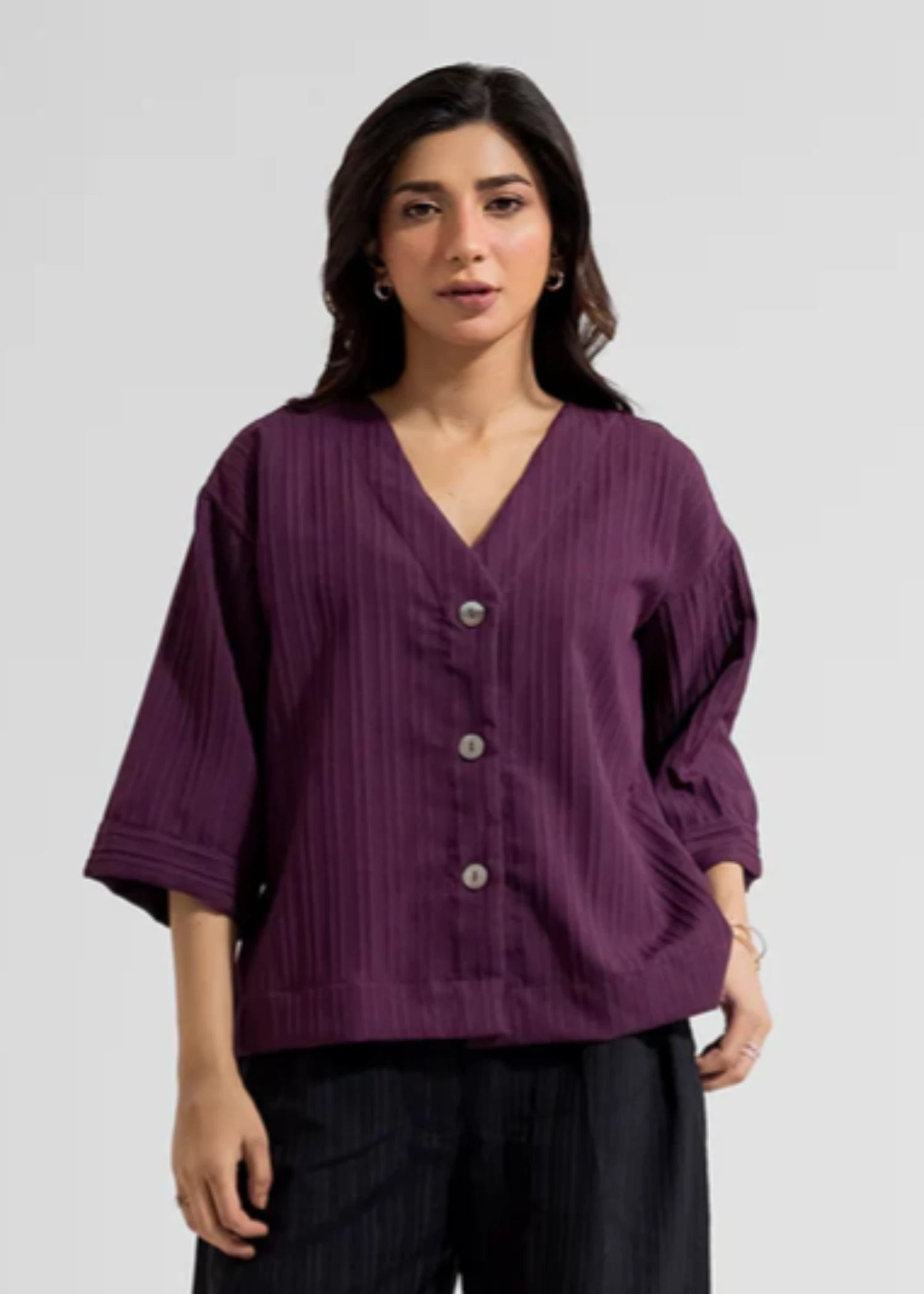 seersucker Top in Purple