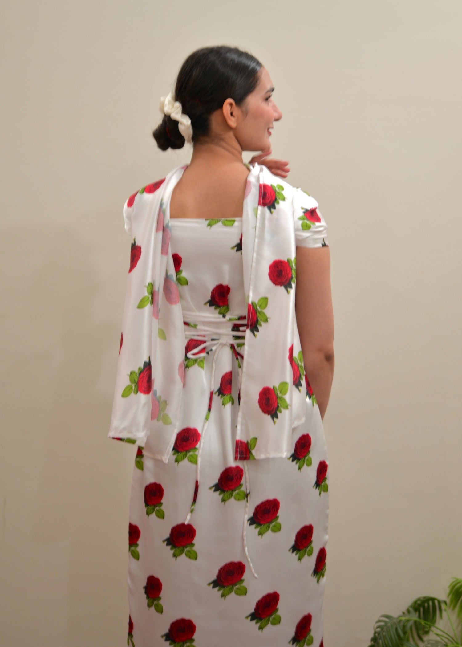 satin silk Dress in White