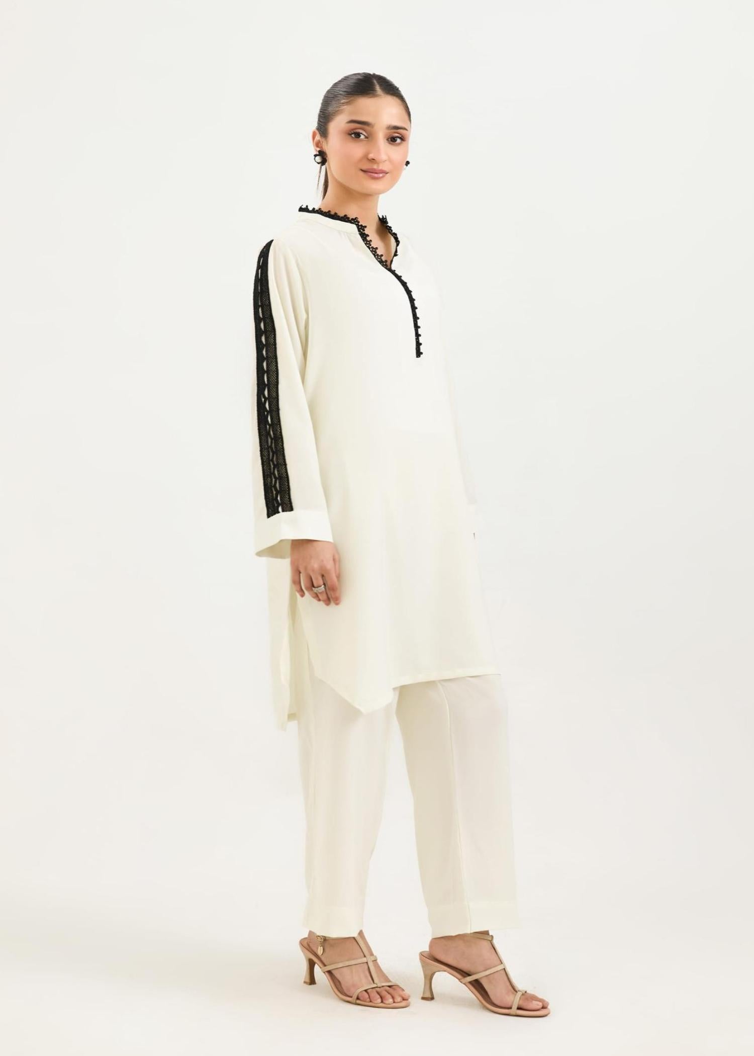 polycotton Kurta Set in Off-white