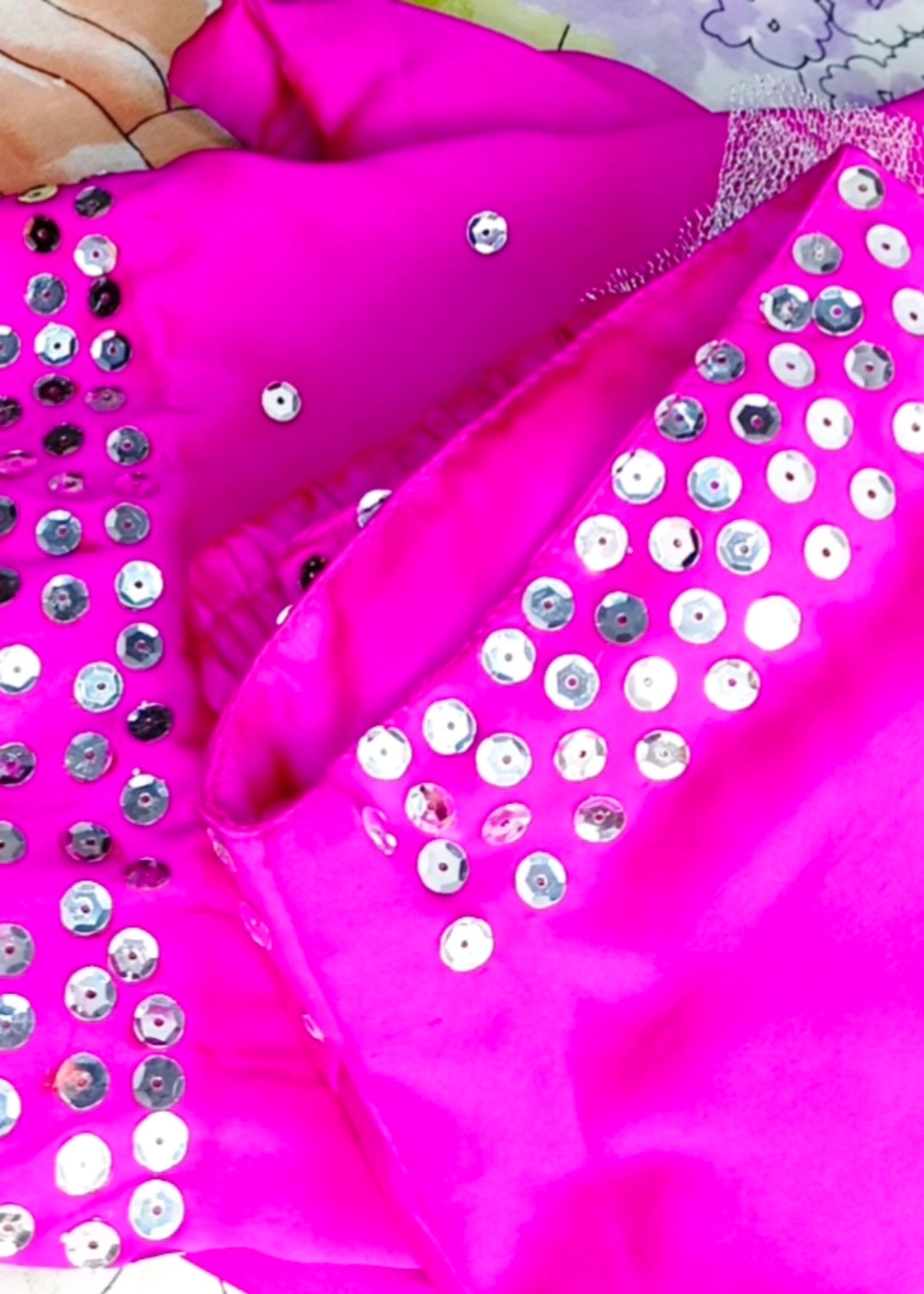silk Kurta Set in Silver, shocking pink