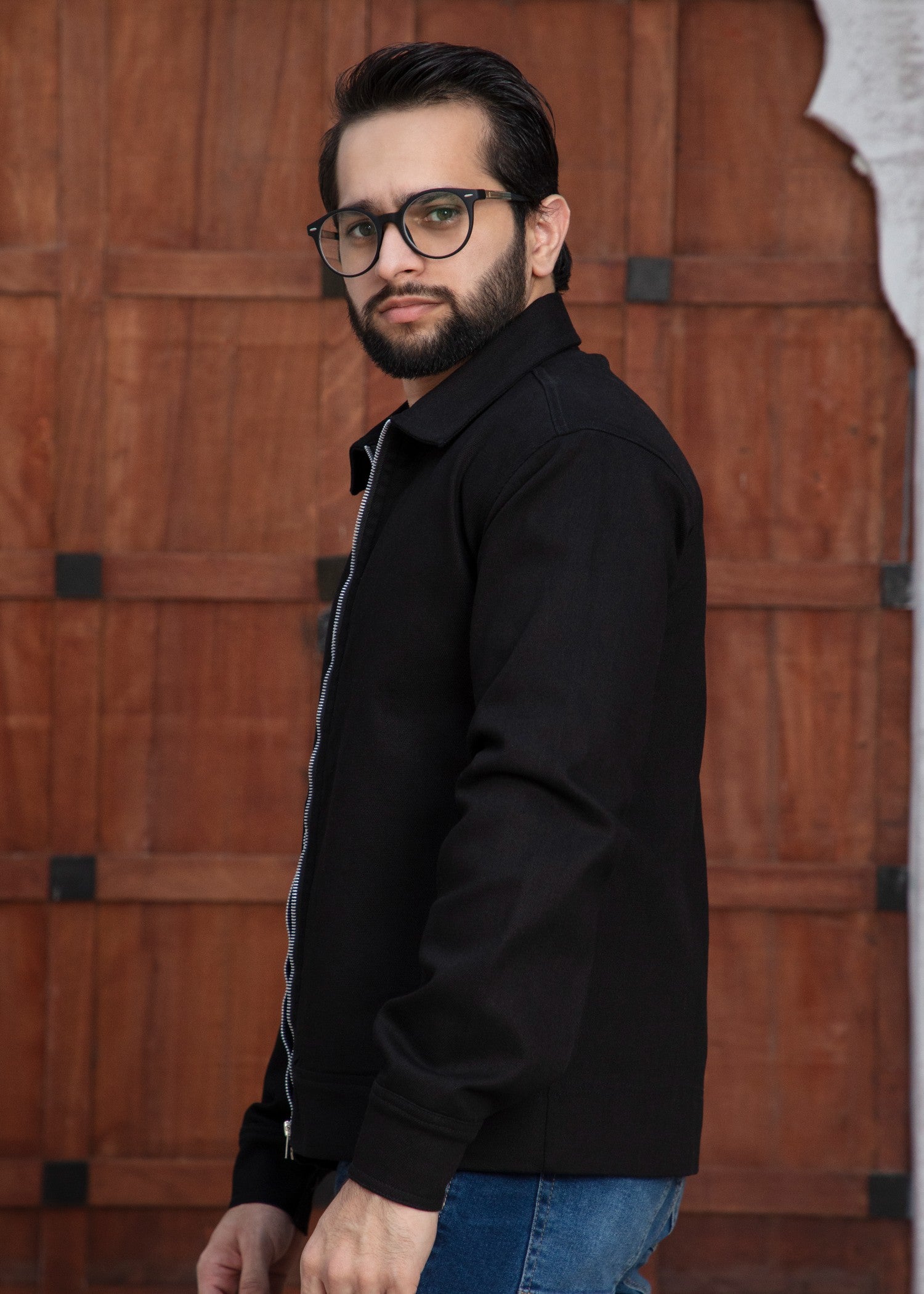 twill cambric Jacket in Black