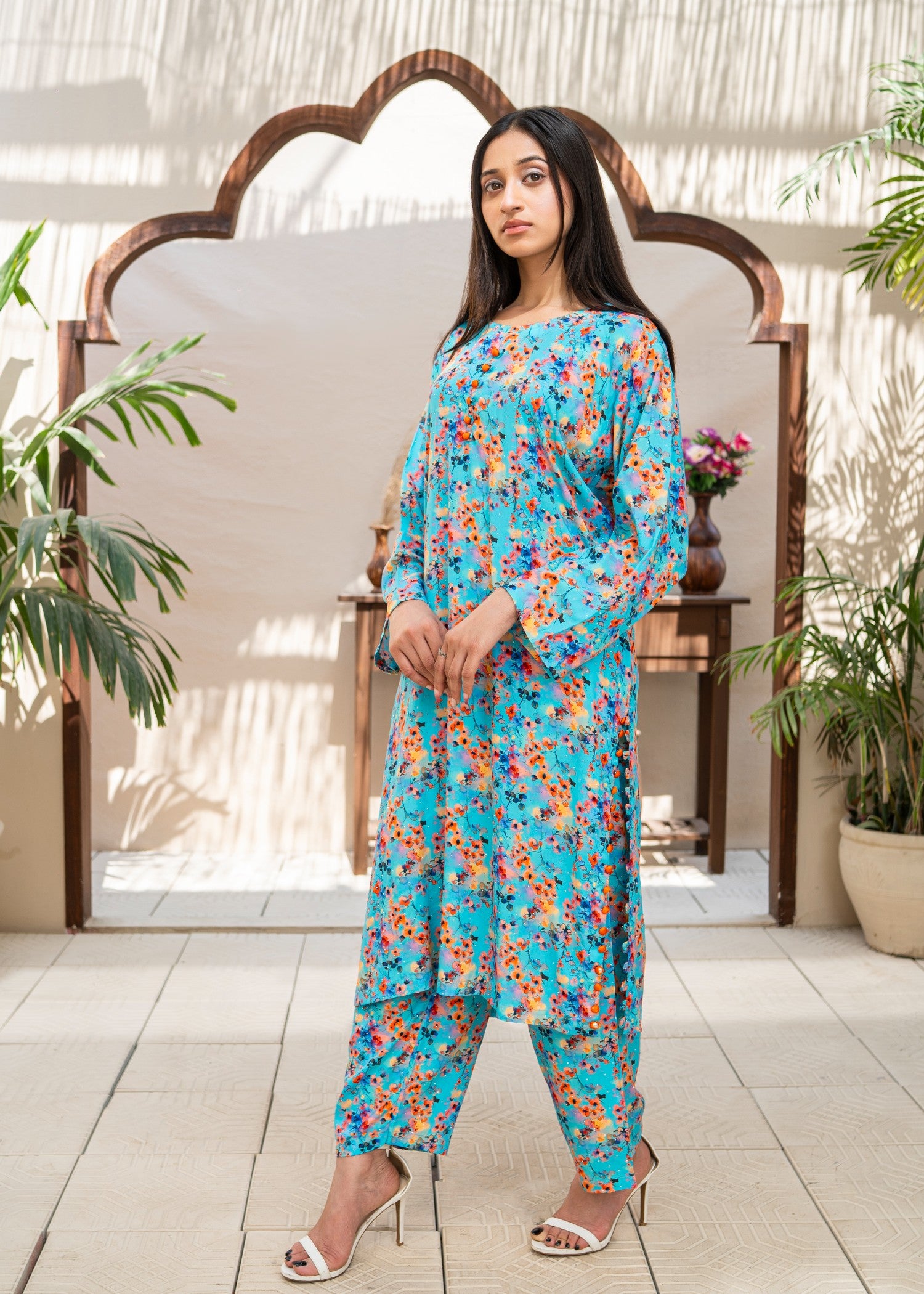cotton Co Ord Sets in Multi, baby blue
