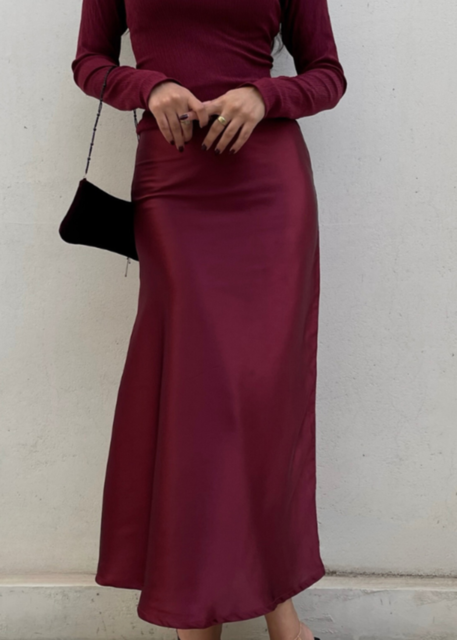 silk Skirt in Burgundy