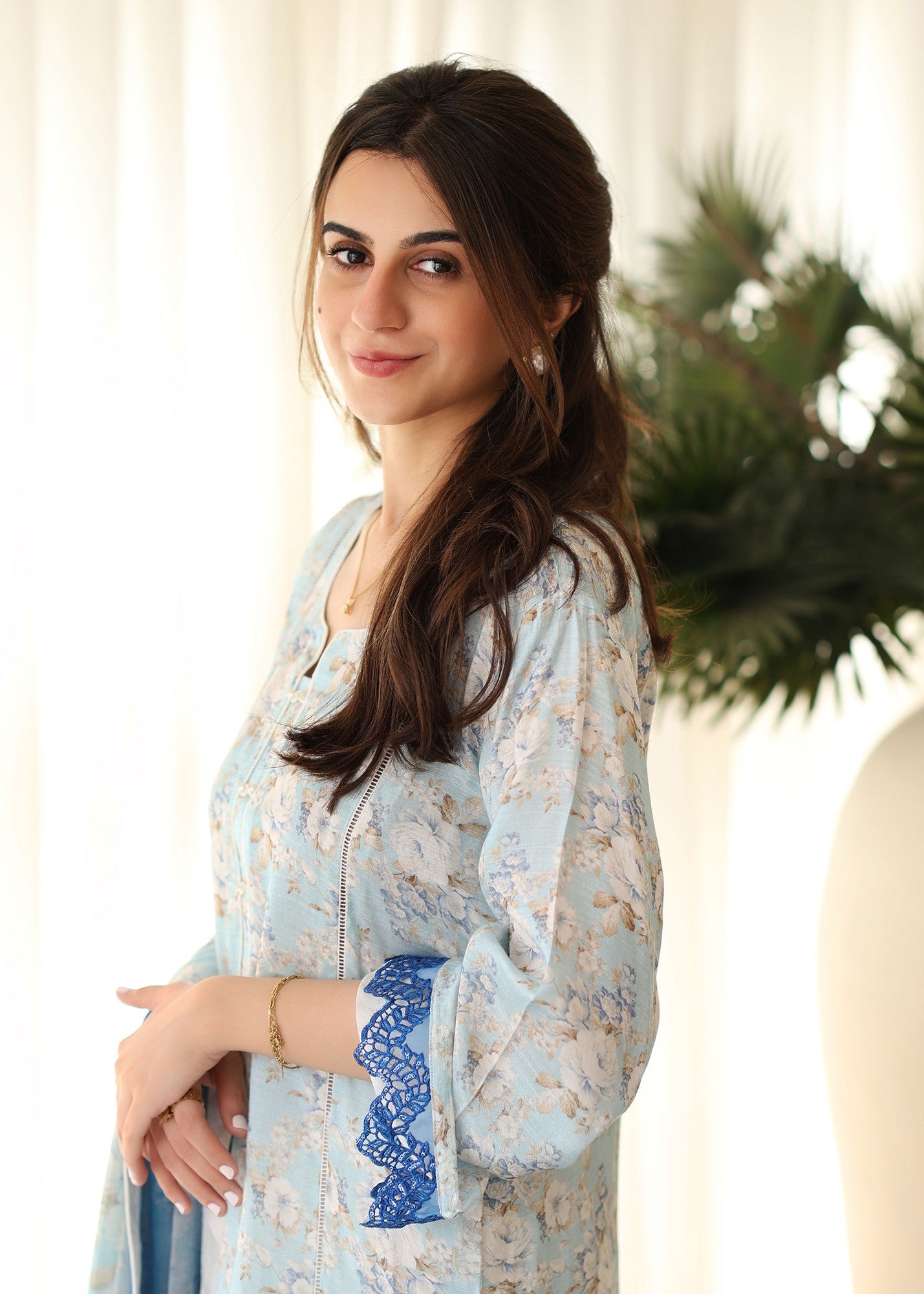 raw silk Kurta Set in Light blue