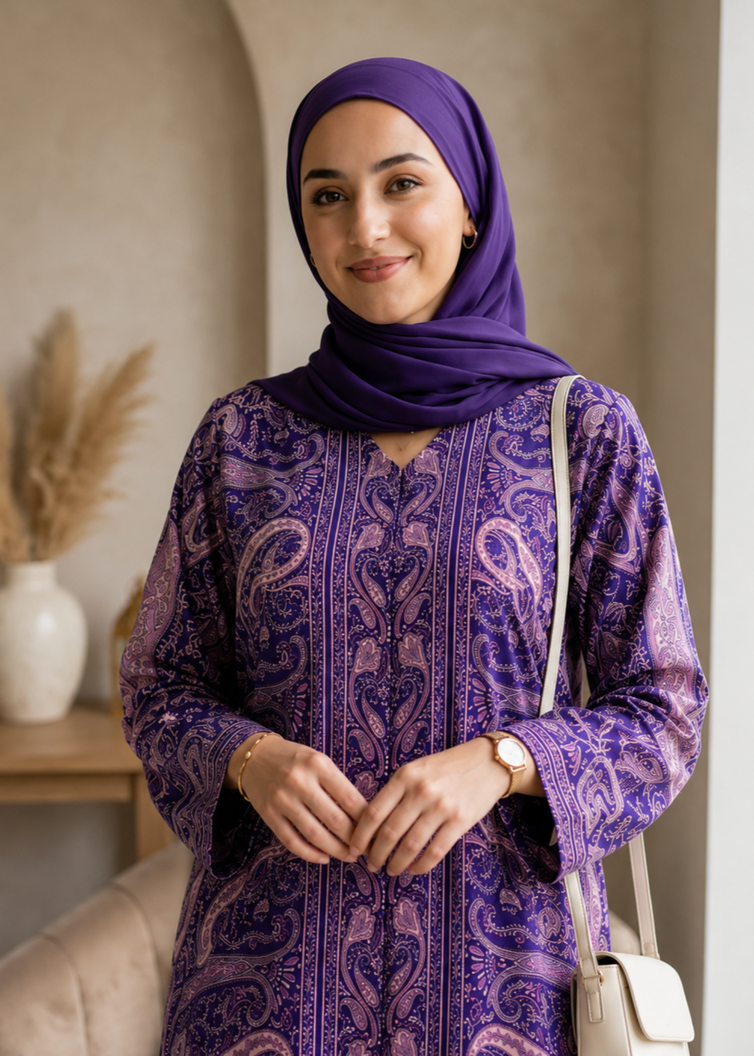 georgette silk Abaya in Purple