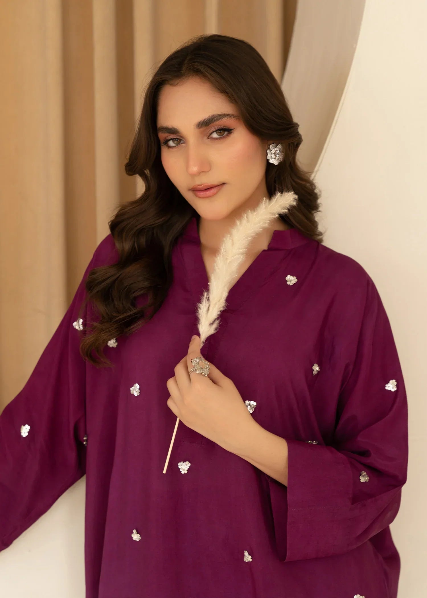 thai silk Kurta Set in Purple