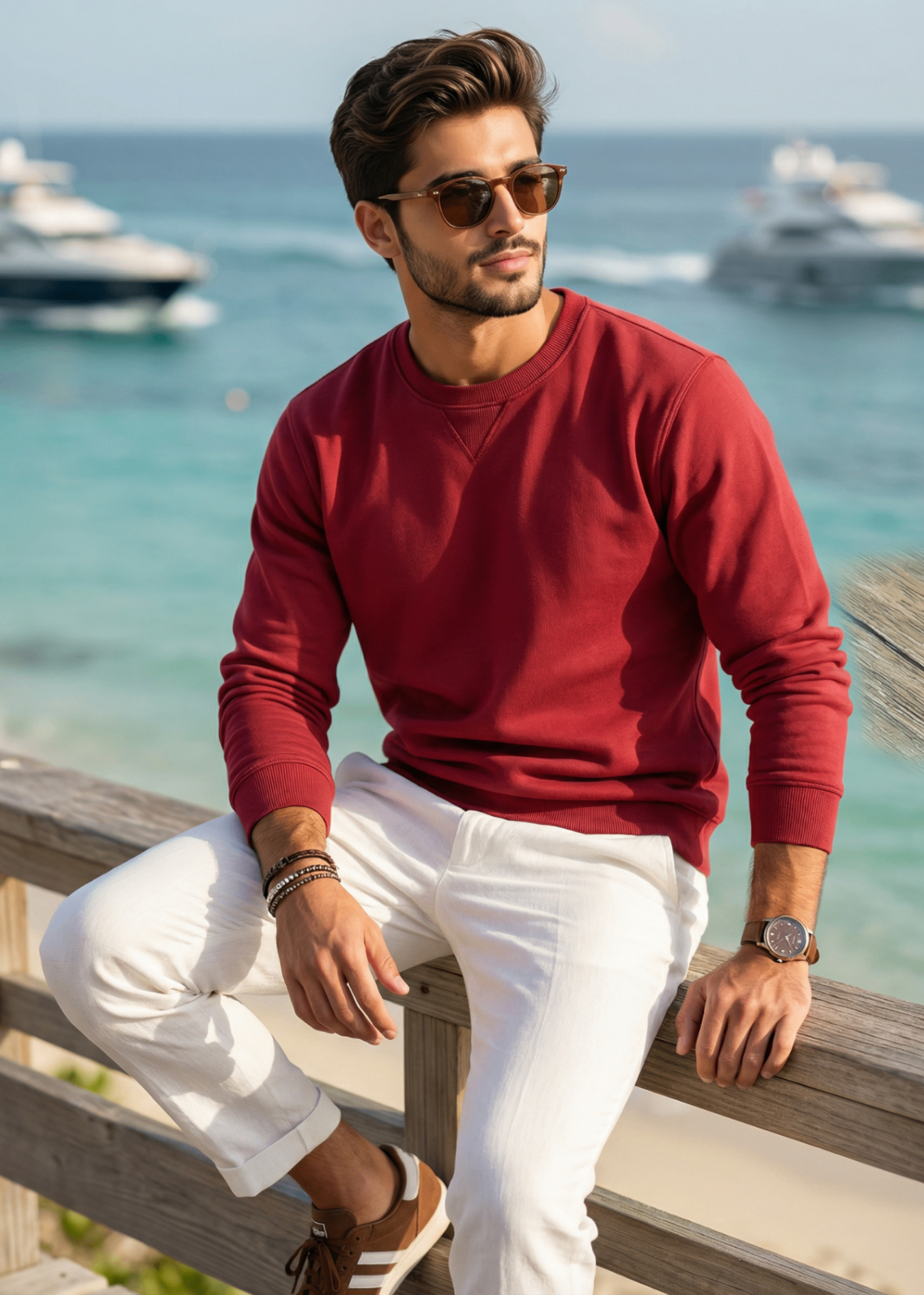 terry Sweatshirt in Maroon