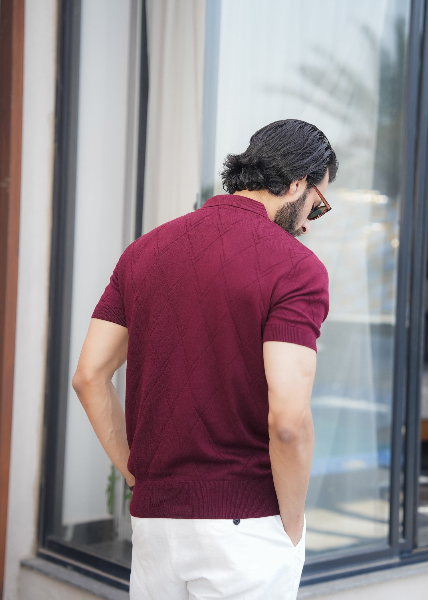 cotton Polo Shirt in Brick red