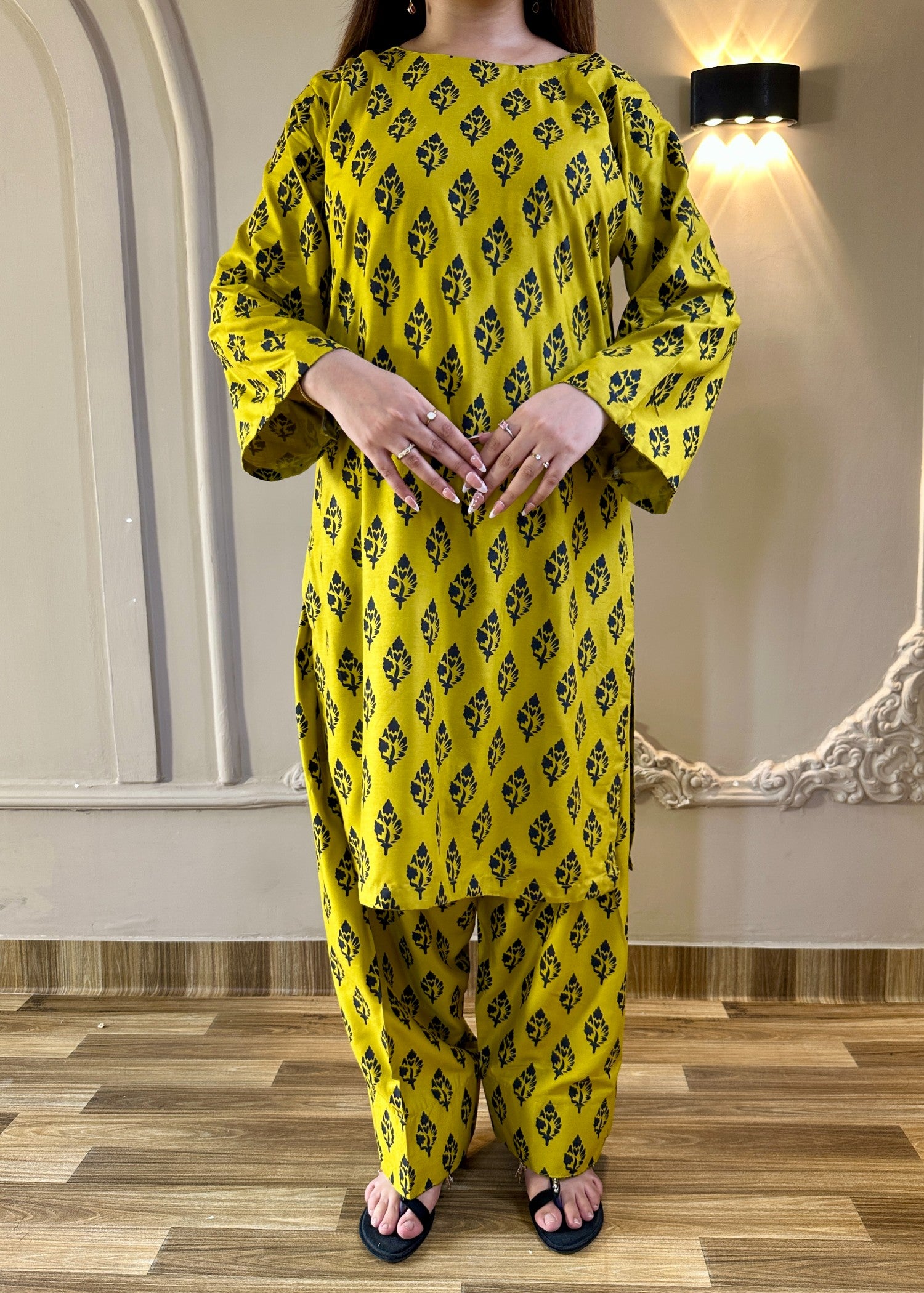 arabic lawn Co Ord Sets in Acid yellow