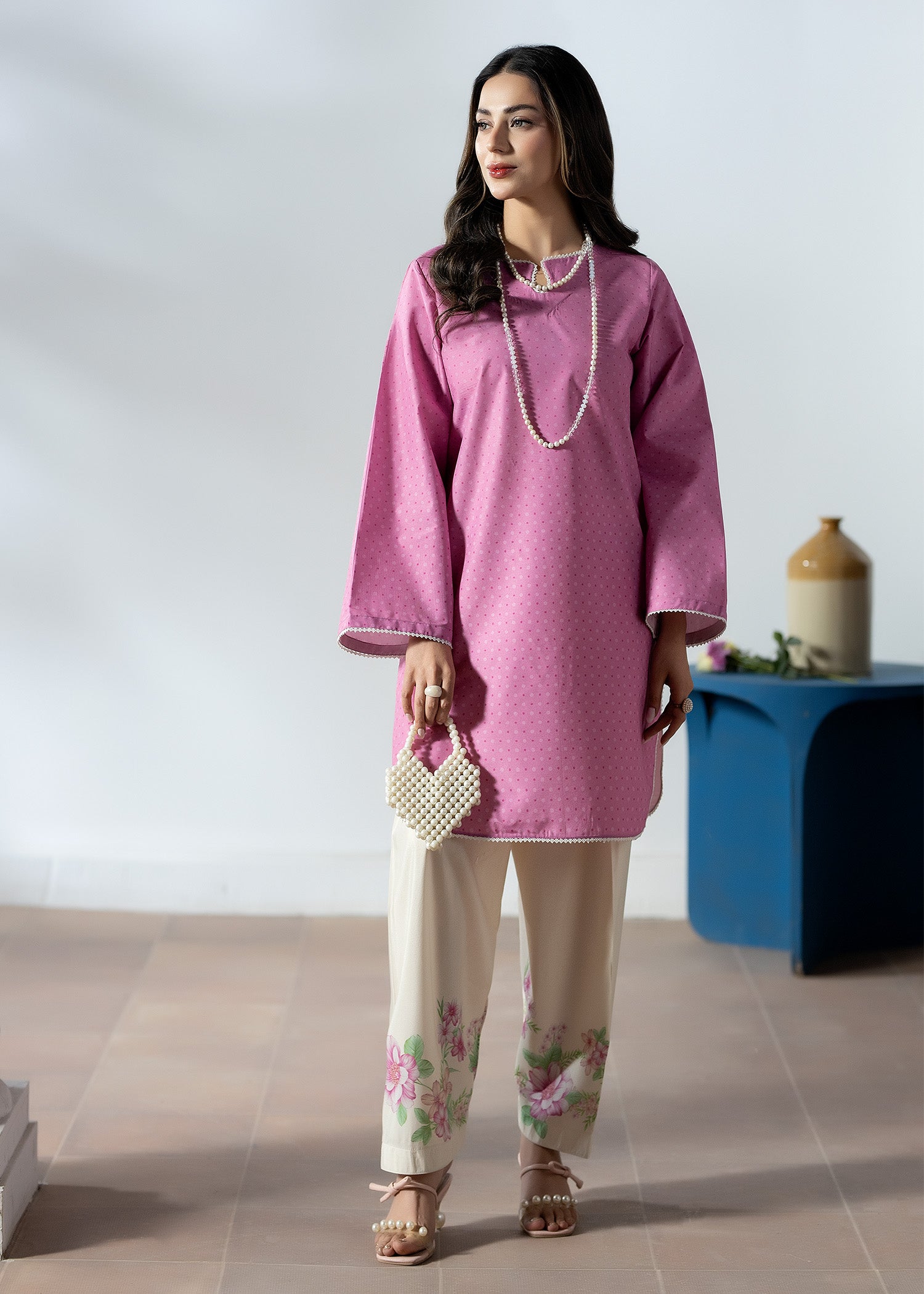 silk grip Kurta Set in Pink