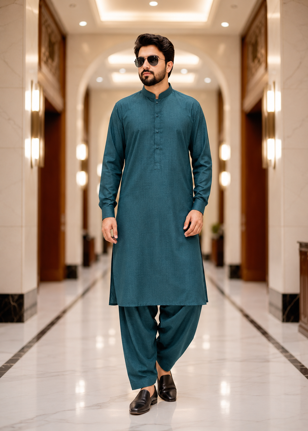 wash & wear Prince Coat in Teal