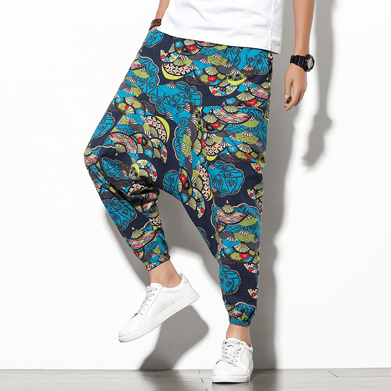 Summer Bohemian Loose Wide-Leg Elephant Flower Beach Trousers
