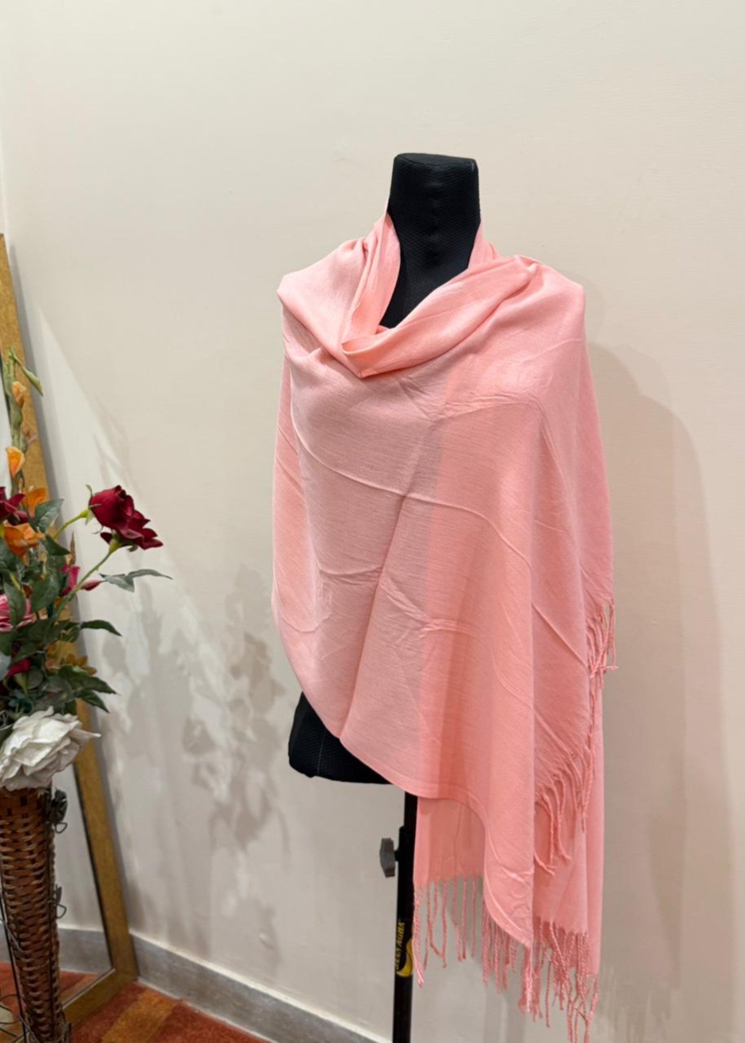 cashmere wool Hijab in Melon pink