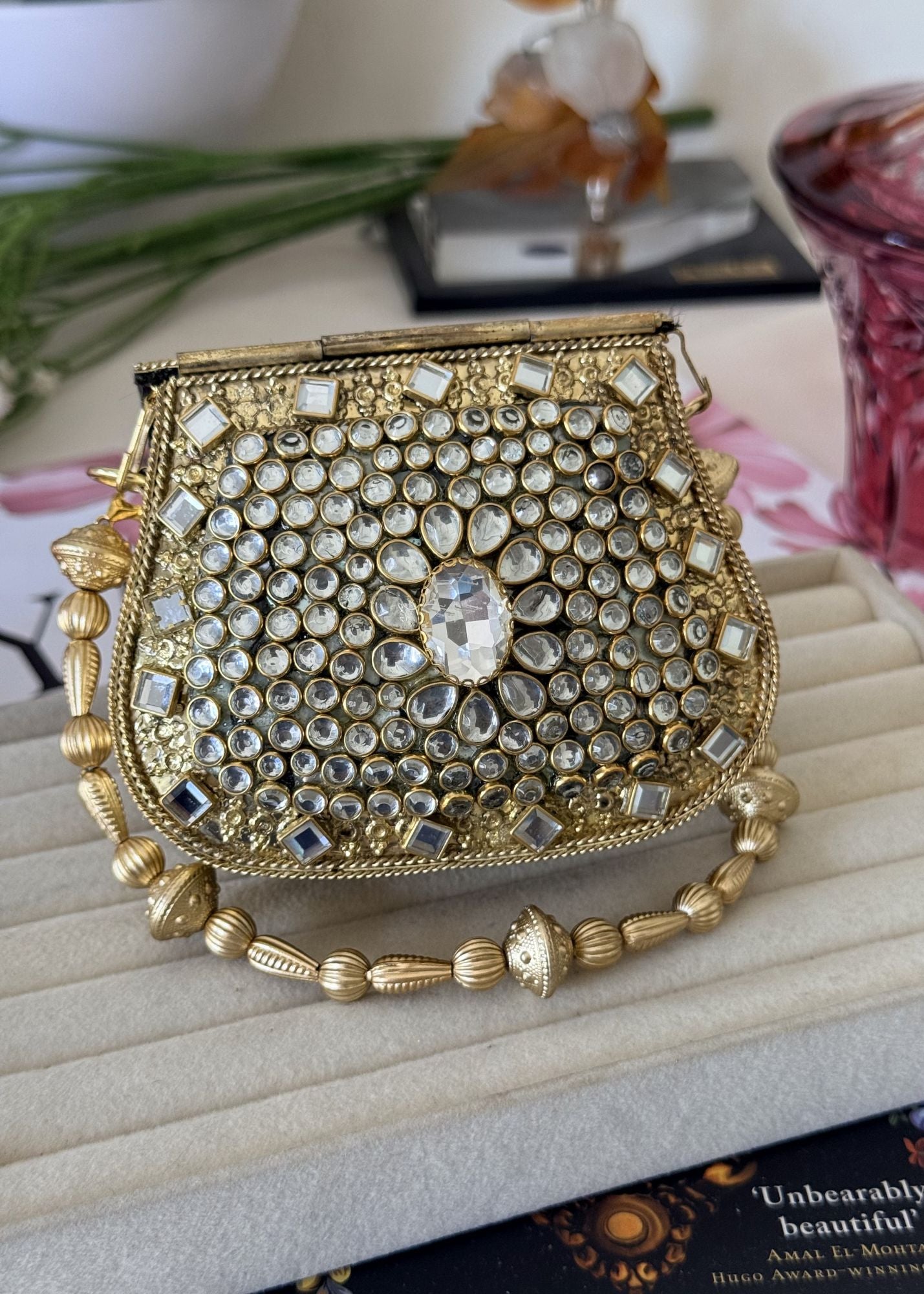 Clutch in Gold, white Color by - Trendy Women Clutch HFN9142