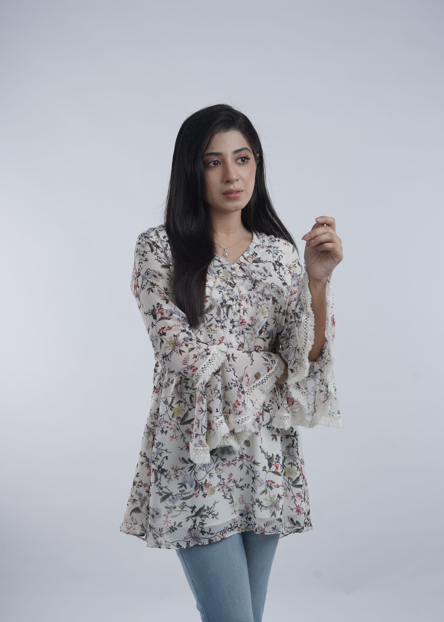chiffon Tunic in Off-white