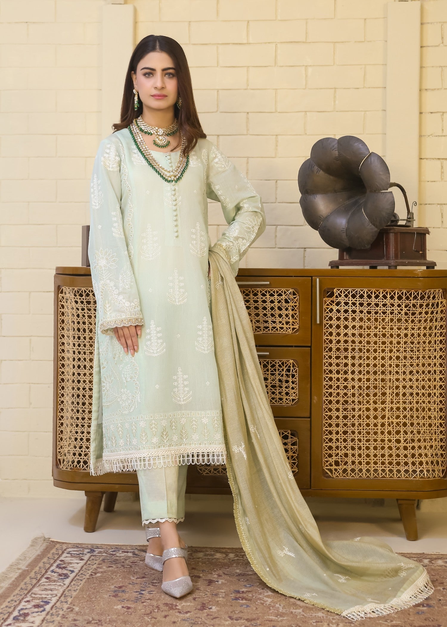 masuri Unstitched in Mint green