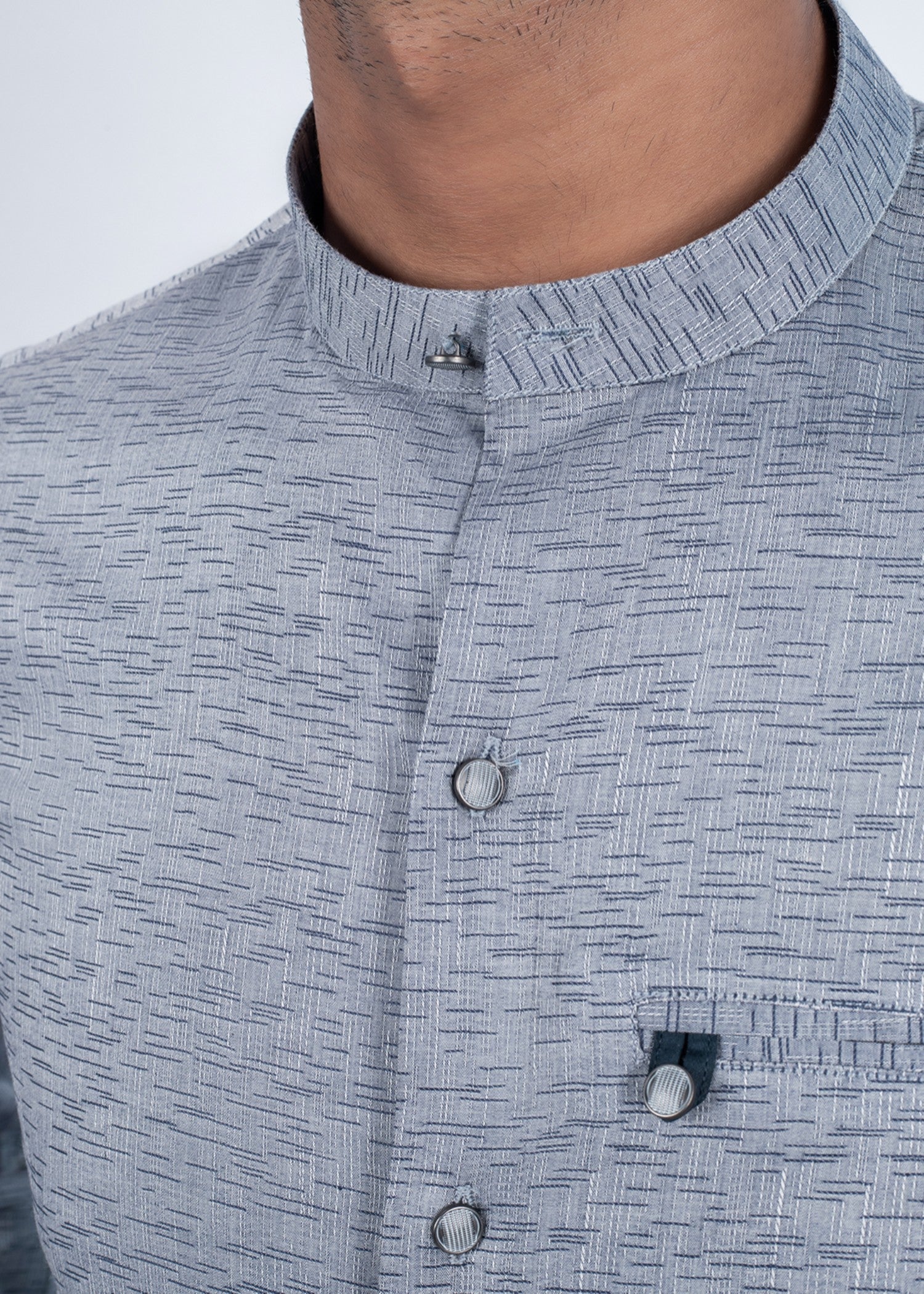 cotton Casual Shirt in Ice blue by Kumash Textiles