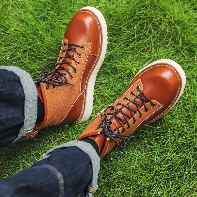 Handmade Leather Ankle Motorcycle Boots for Men