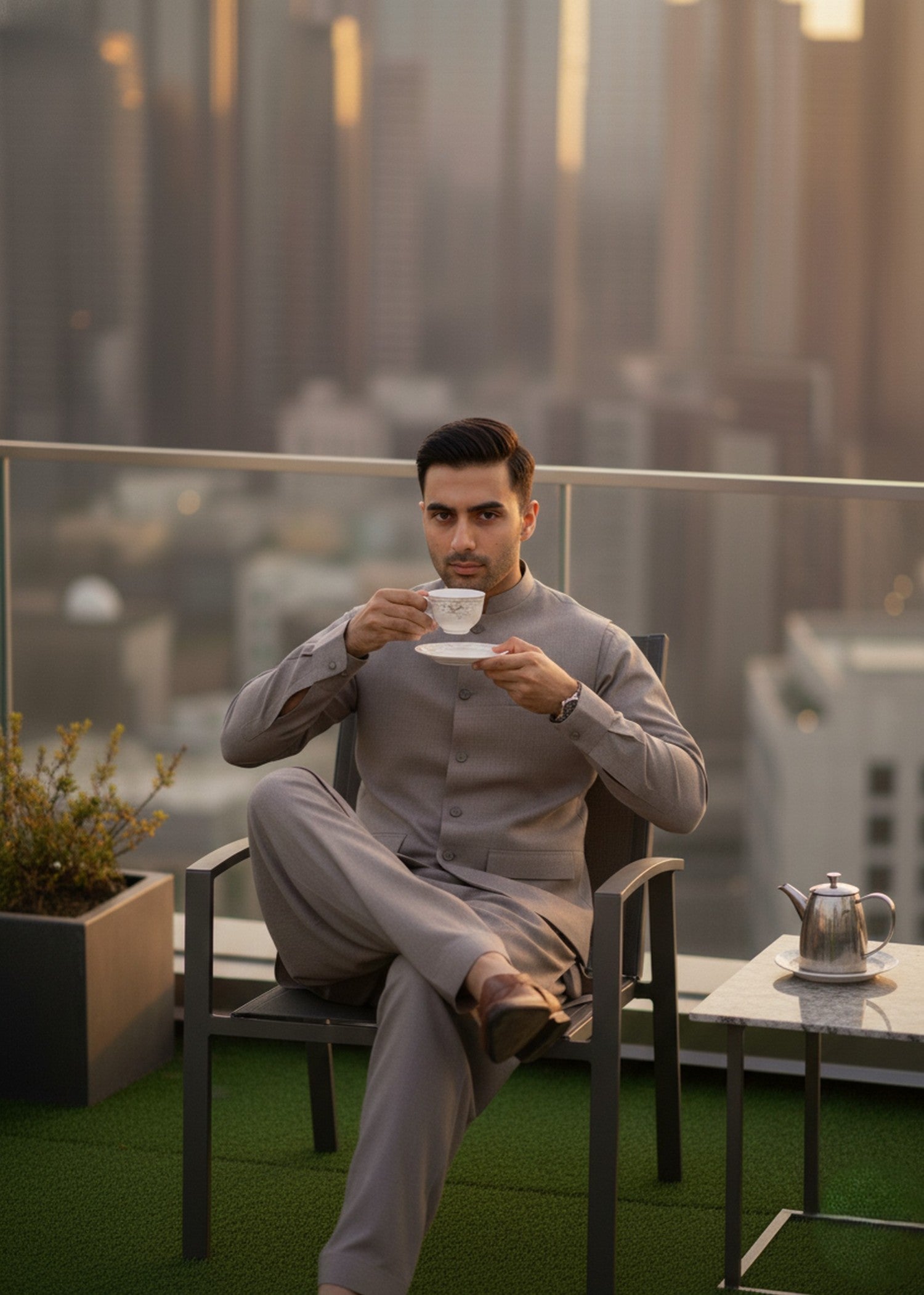 wash & wear Waistcoat in Brown