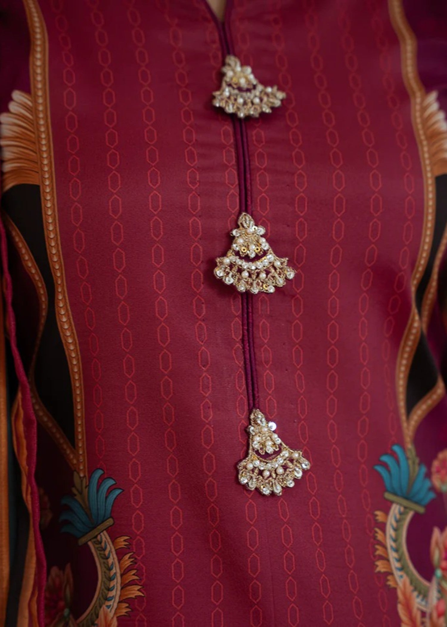 silk Kurta Set in Wine