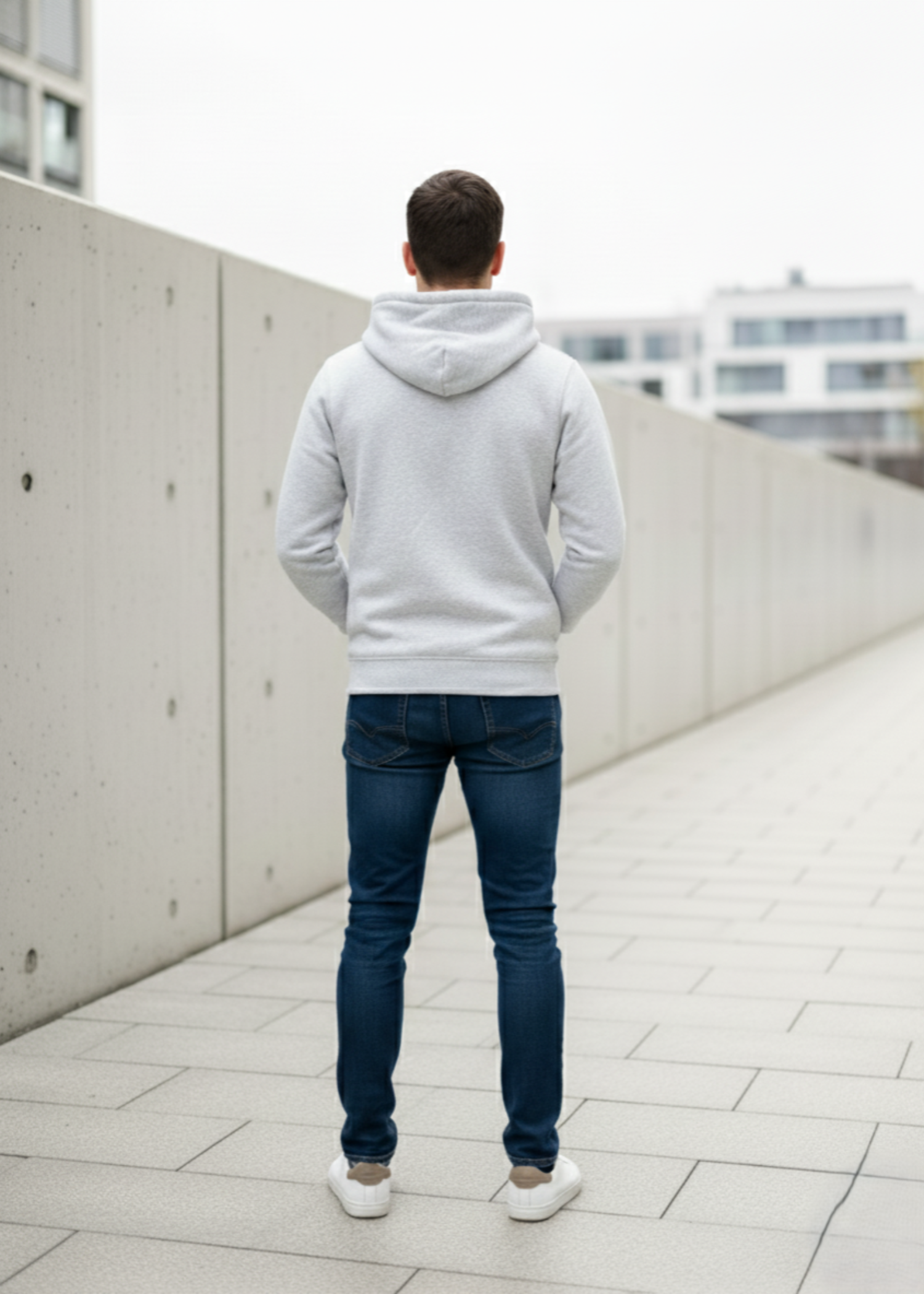 polycotton Hoodie in Light grey