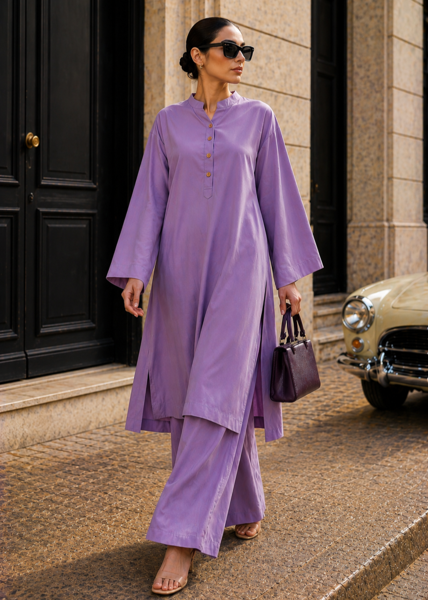 cotton Co Ord Sets in Mauve