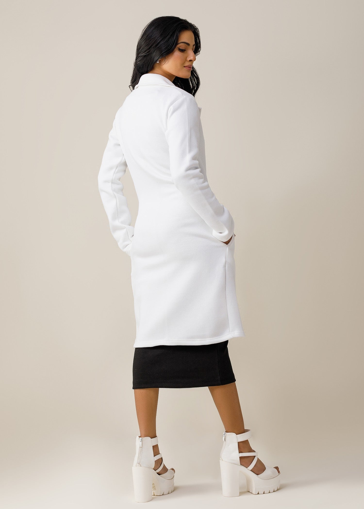 fleece Coat in Off-white