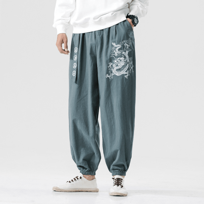 Casual Pants Young Mmen'S Cotton and Linen Casual Pants Men