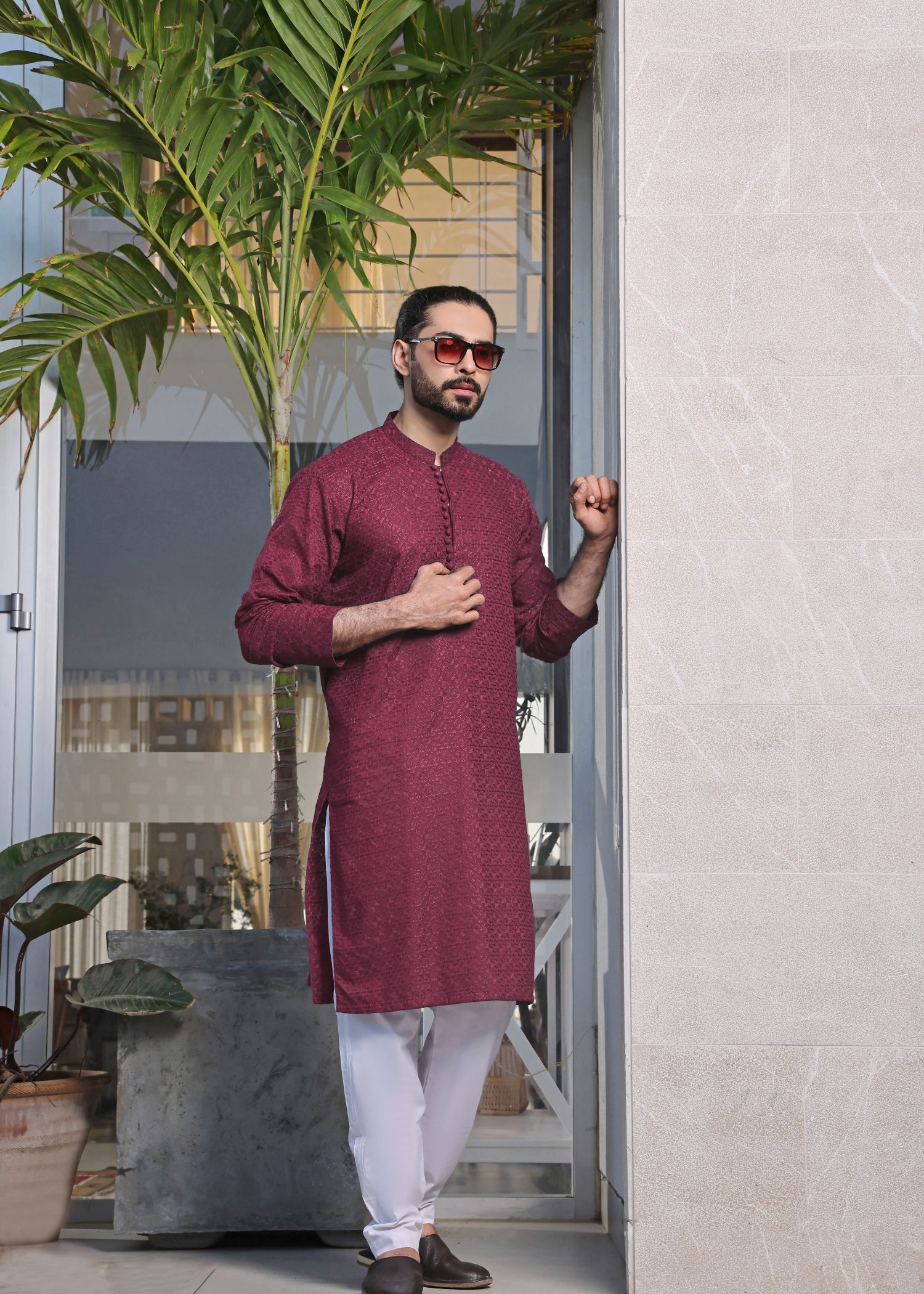 lawn Kurta Set in Plum by The Great Masters (TGM)