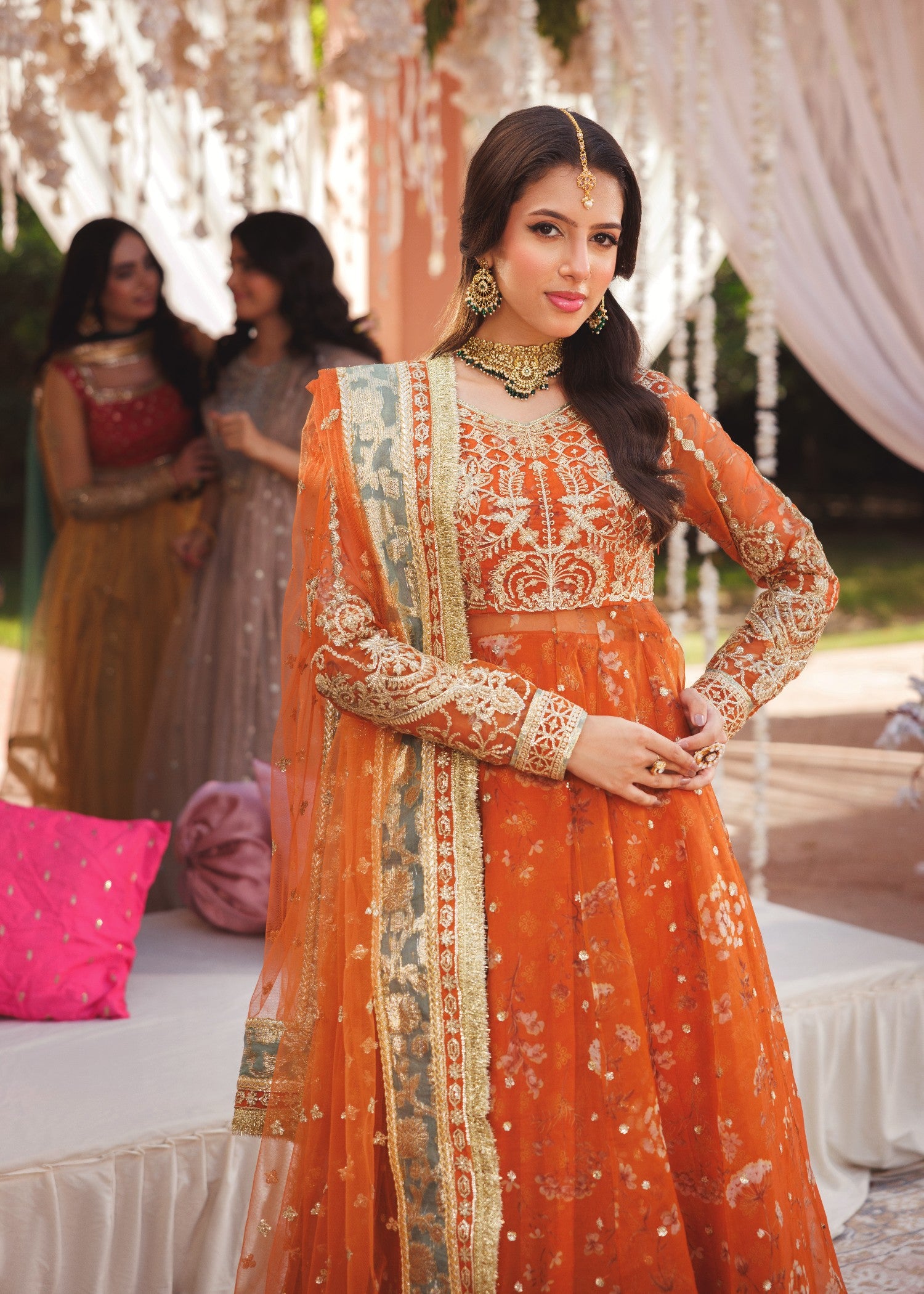 organza Lehenga in Orange