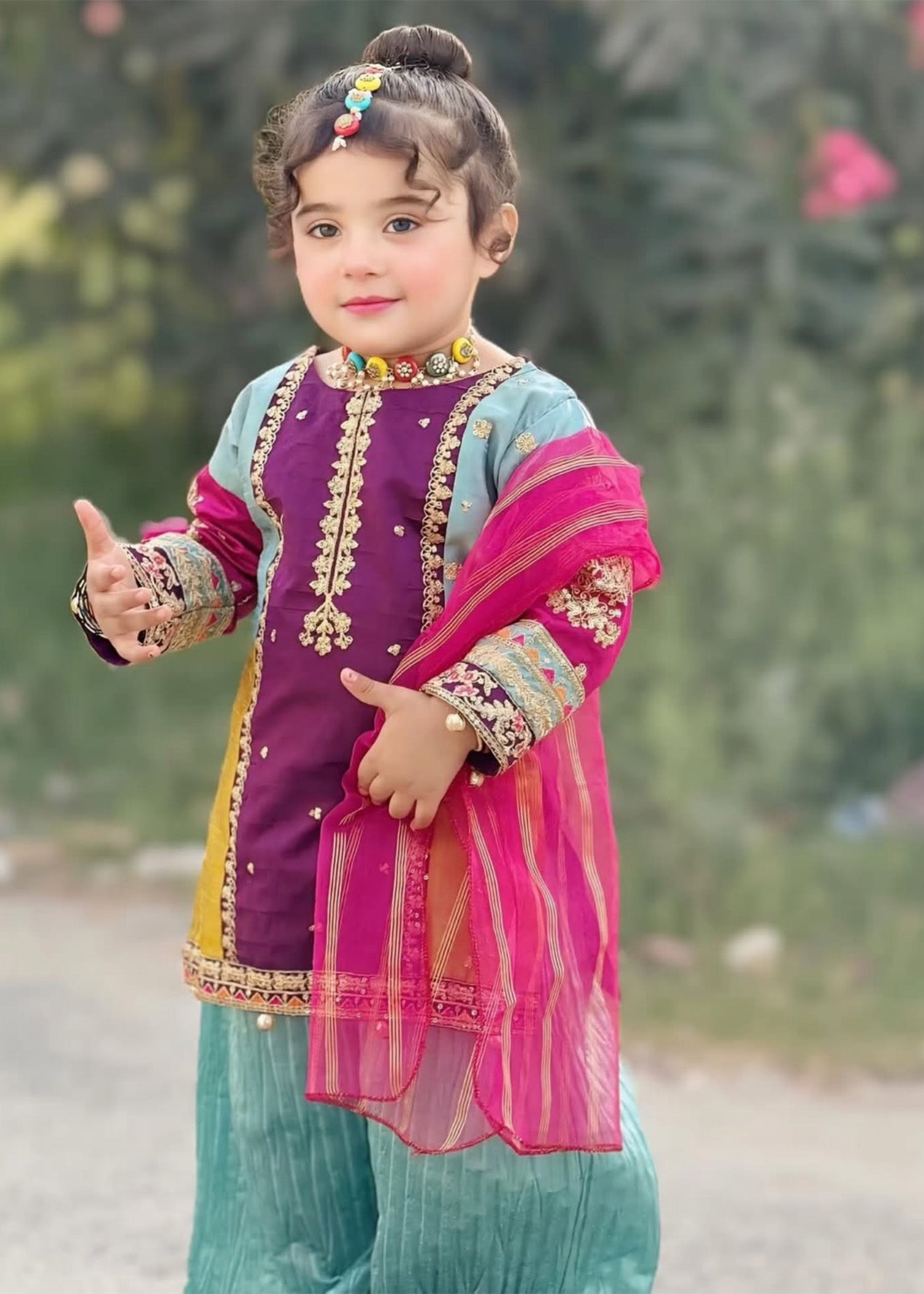 raw silk Kurta Set in Purple