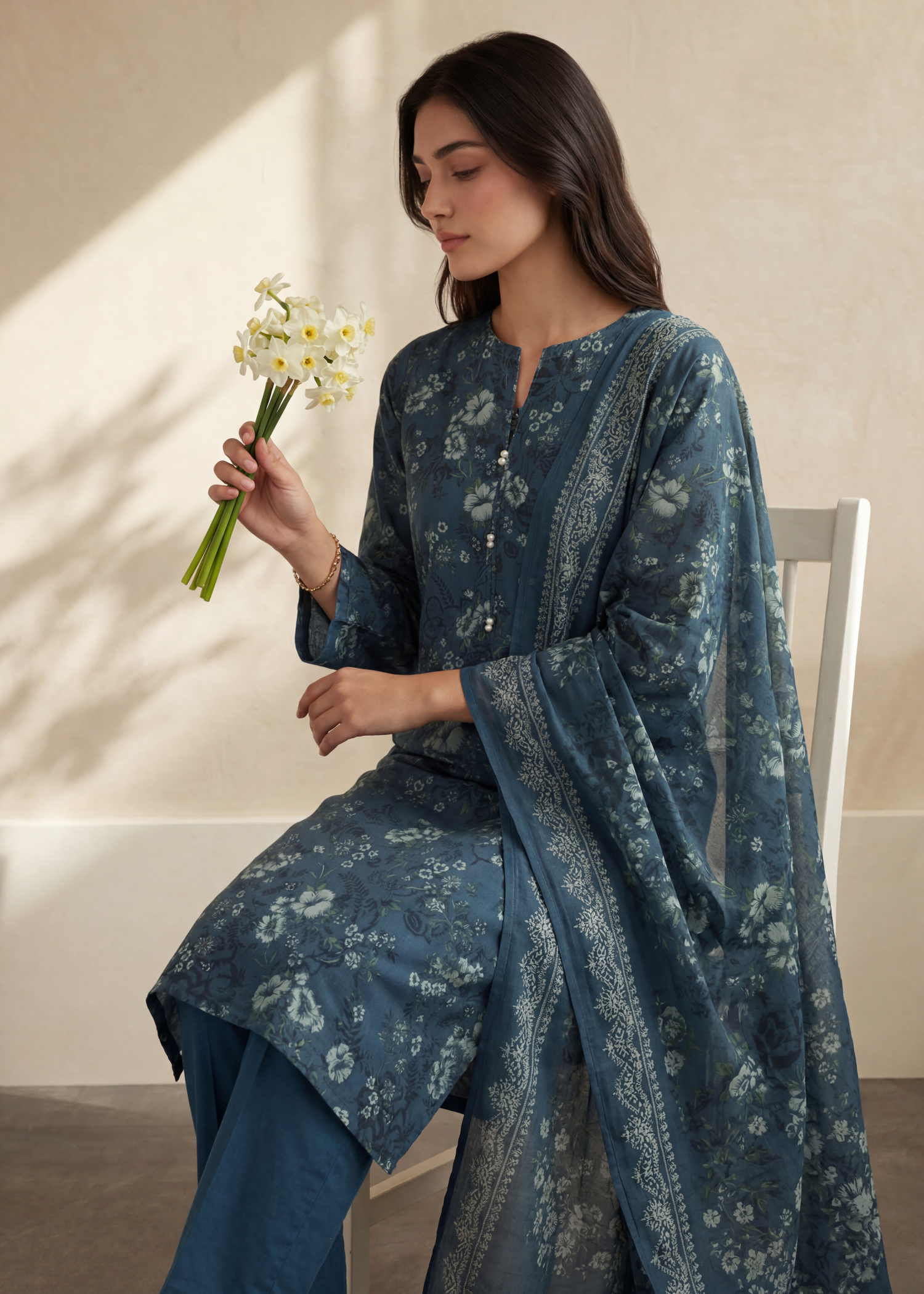 lawn Kurta Set in Midnight