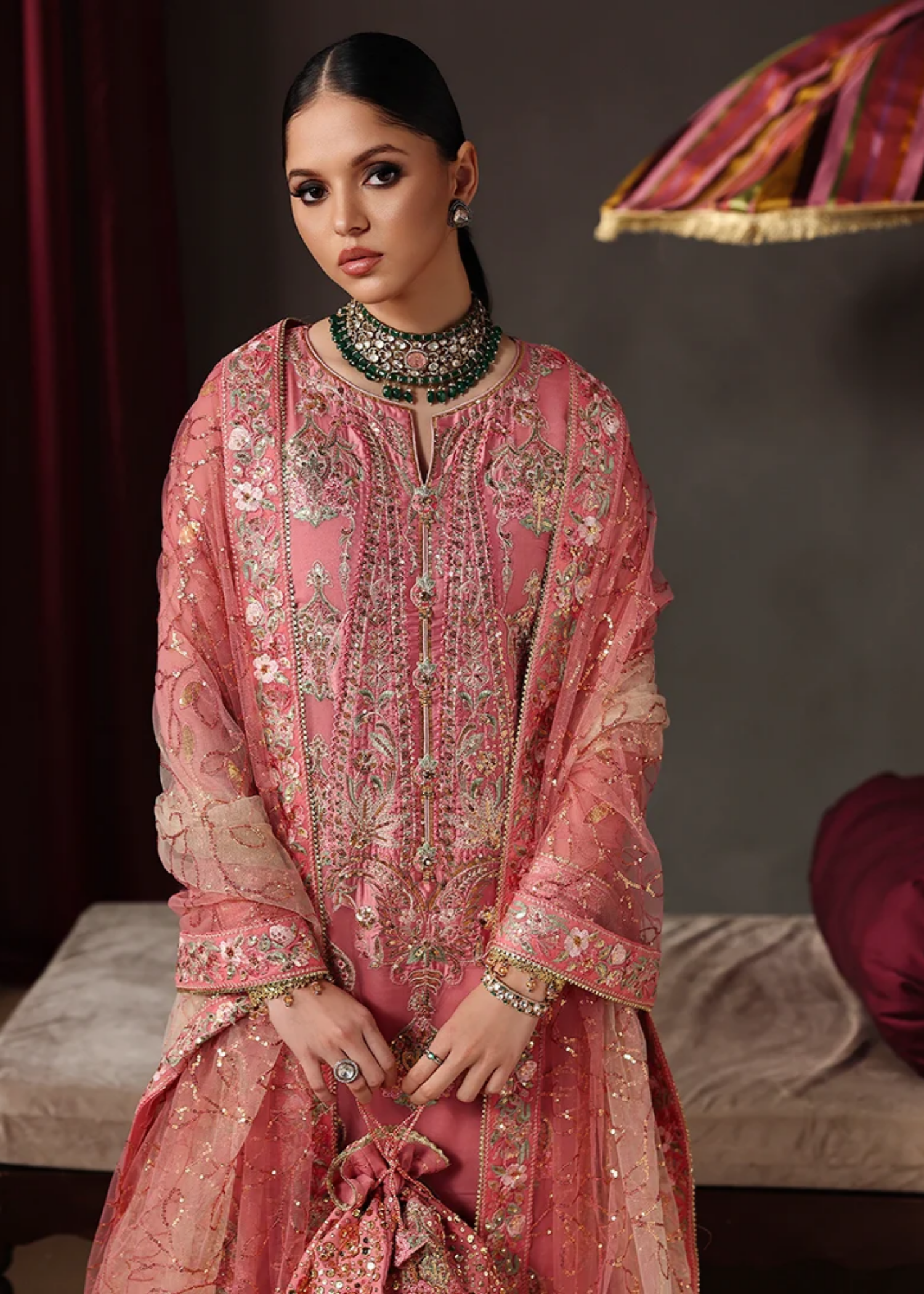 chiffon Unstitched in Strawberry pink