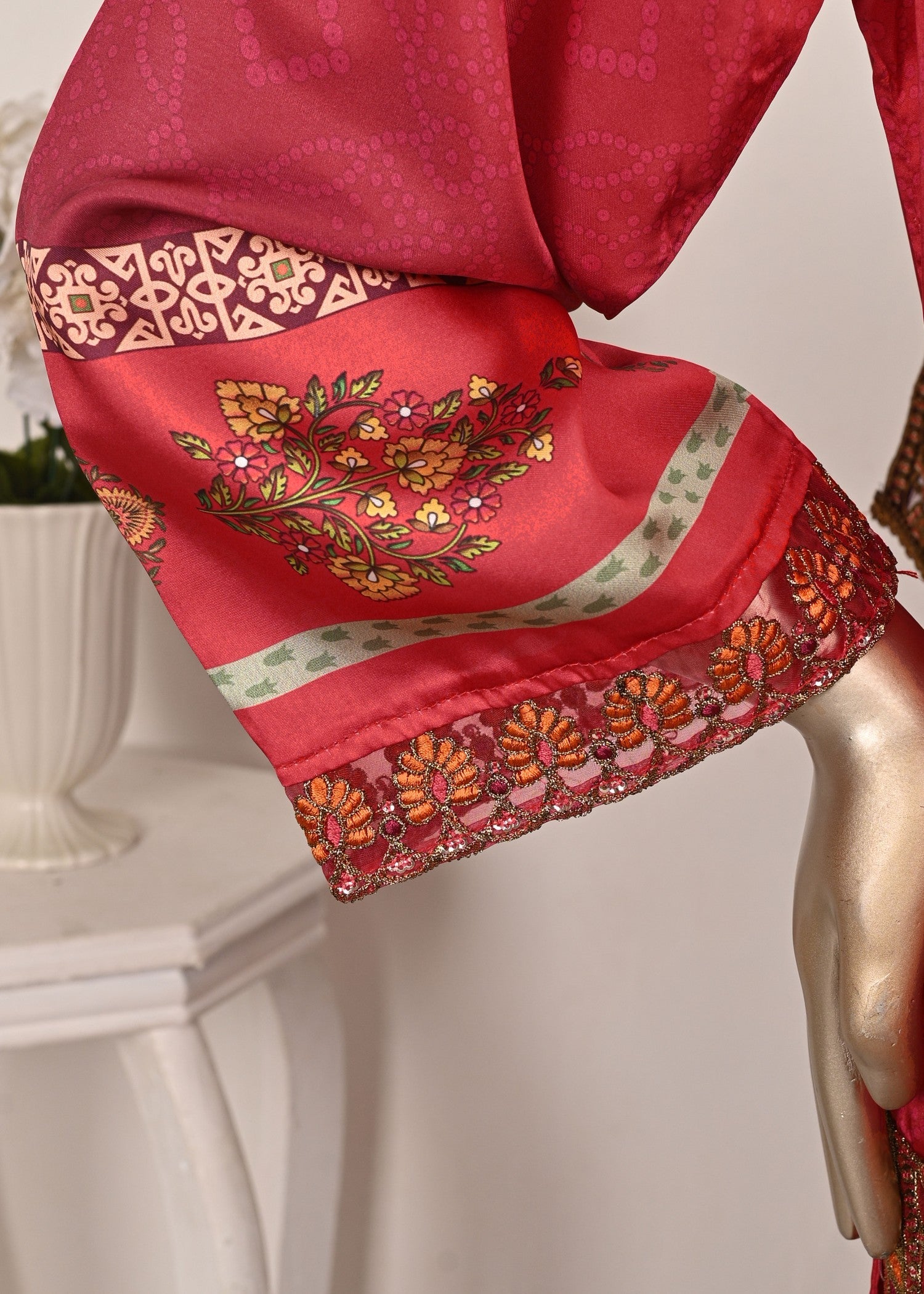 poly silk Kurta Set in Hot pink