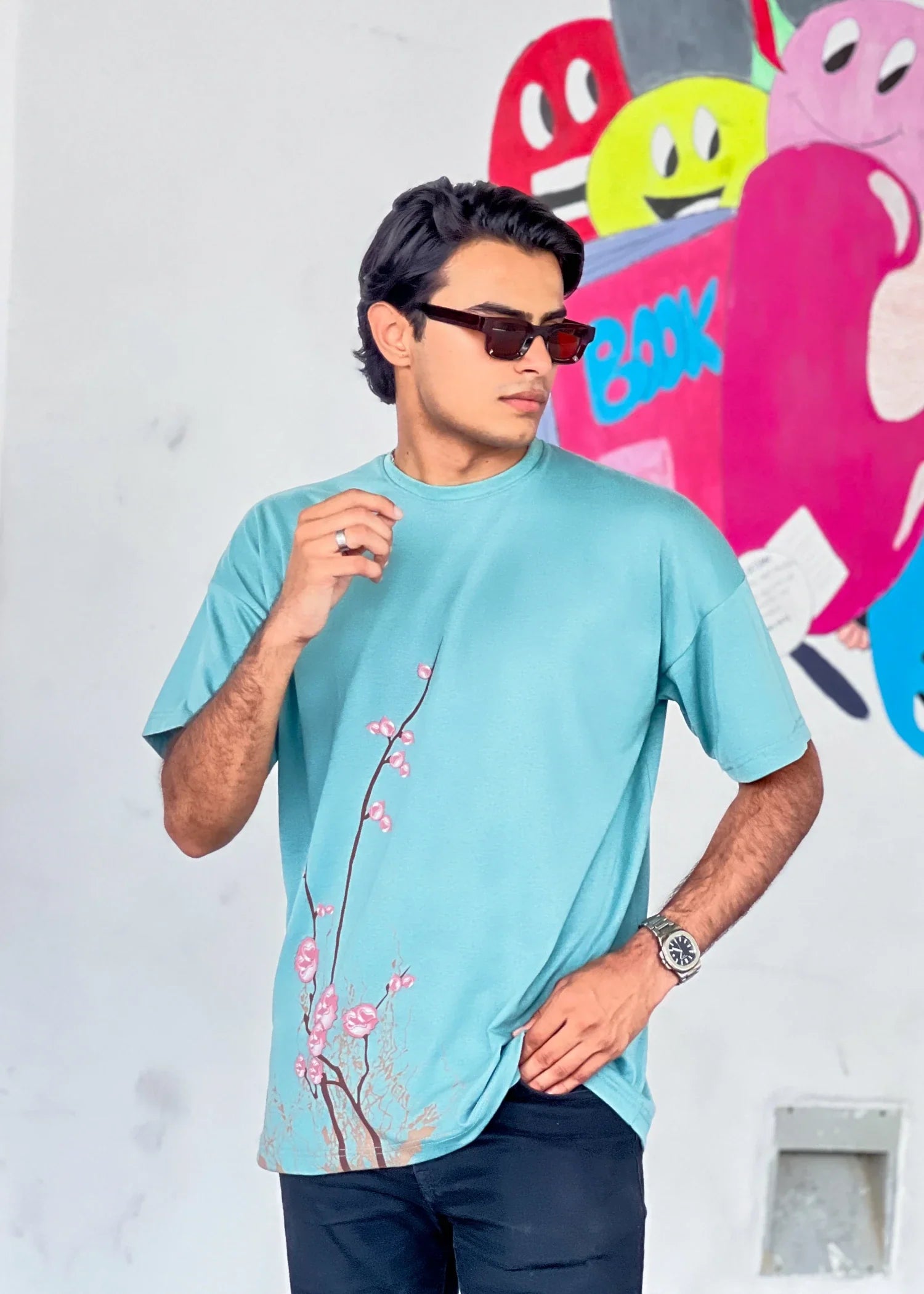 polycotton T Shirt in Frost blue