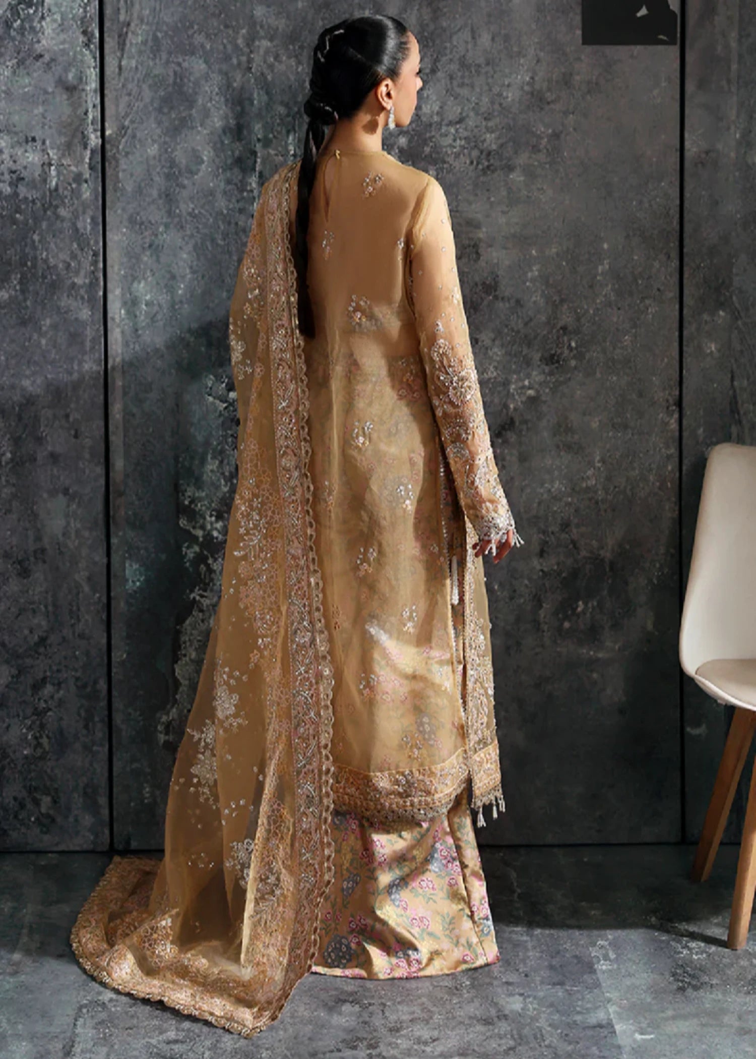 organza Unstitched in Gold