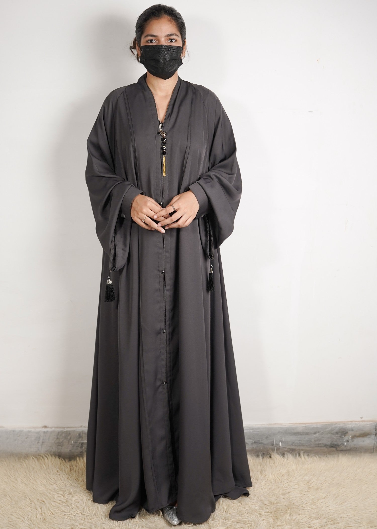 georgette silk Abaya in Grey