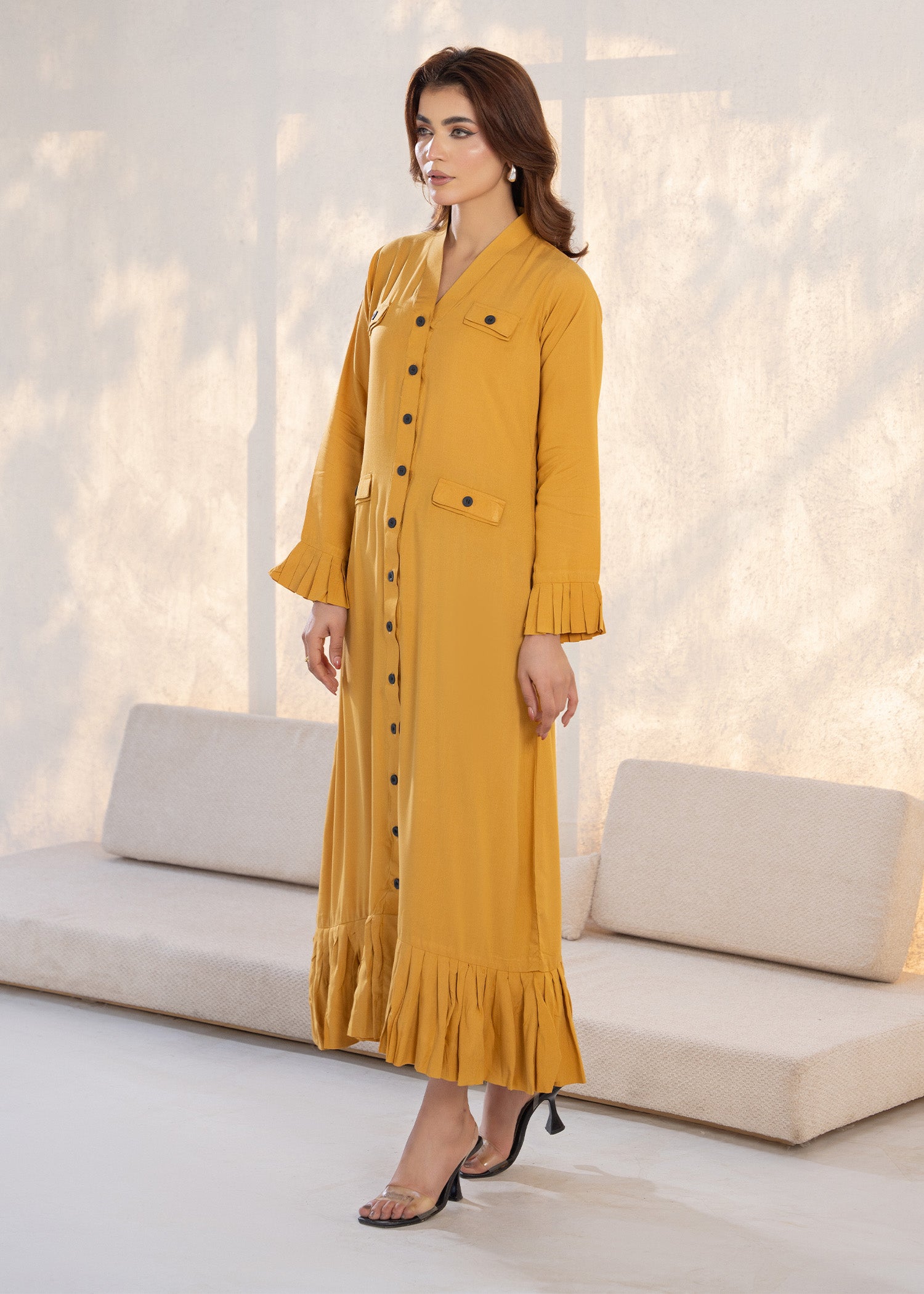 linen Dress in Mustard