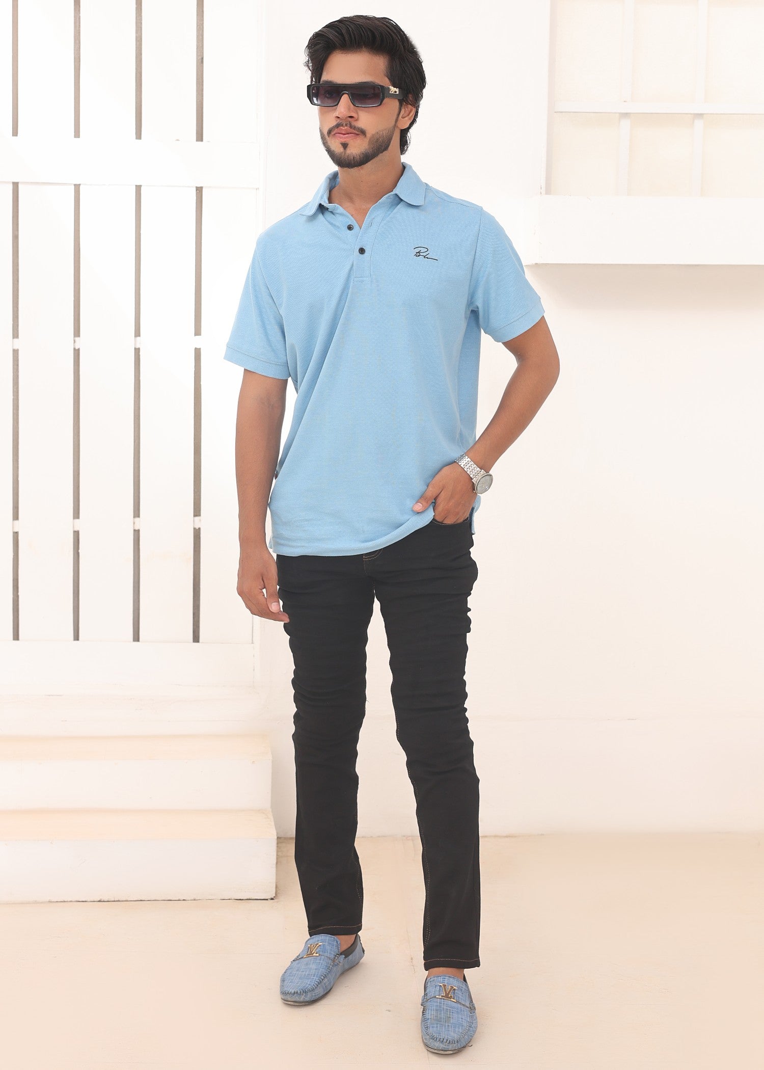 polycotton Jeans in Deep black