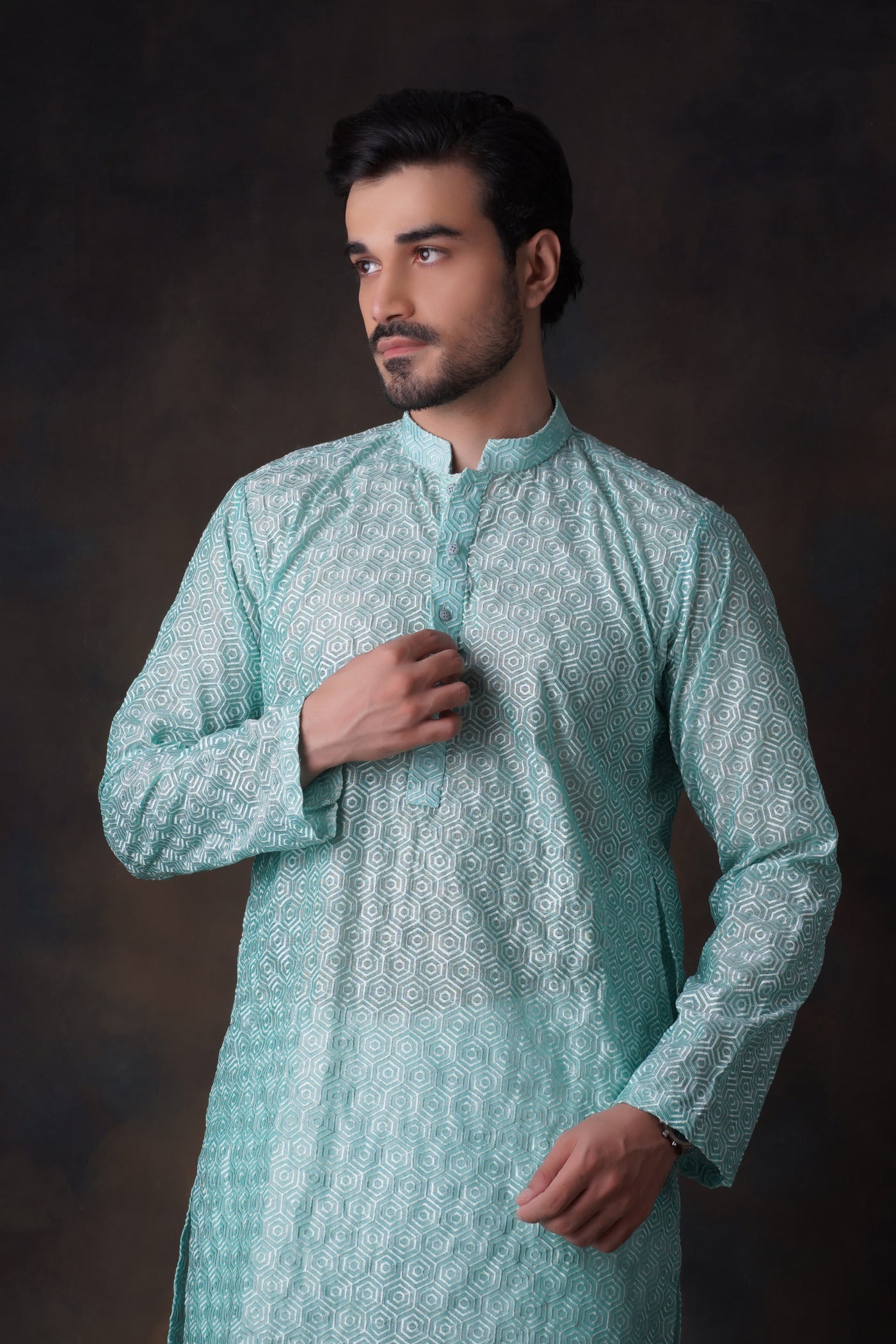 chikankari cotton Kurta Set in Turquoise