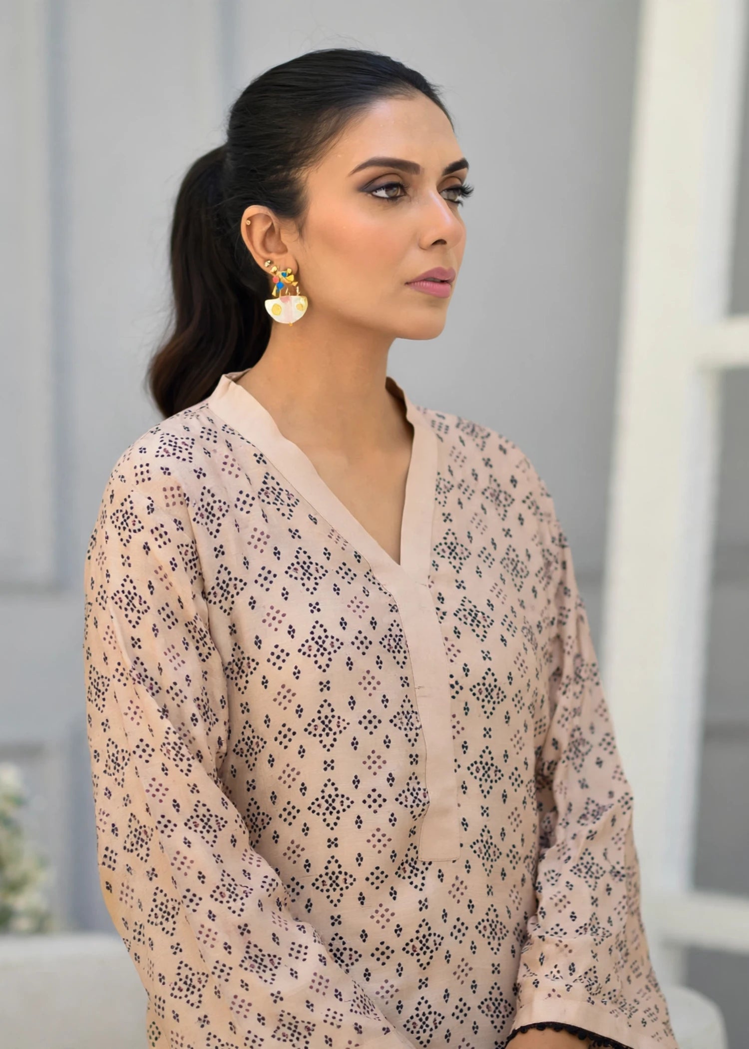 arabic lawn Co Ord Sets in Beige