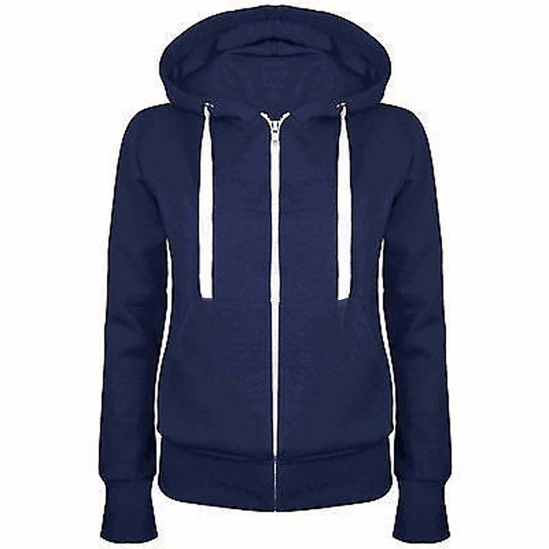 Men'S Fashion Solid Color Hooded Zip Jacket