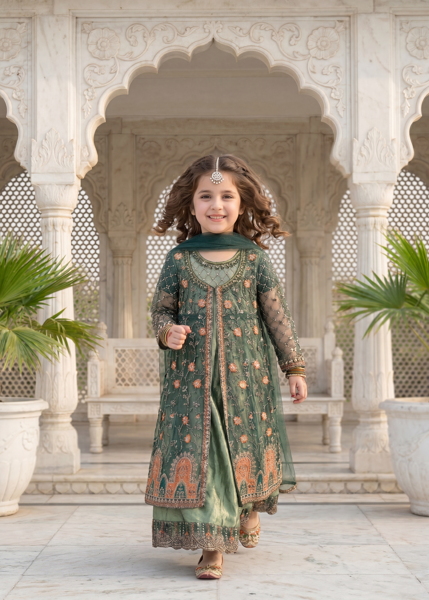 net Gown in Bottle green