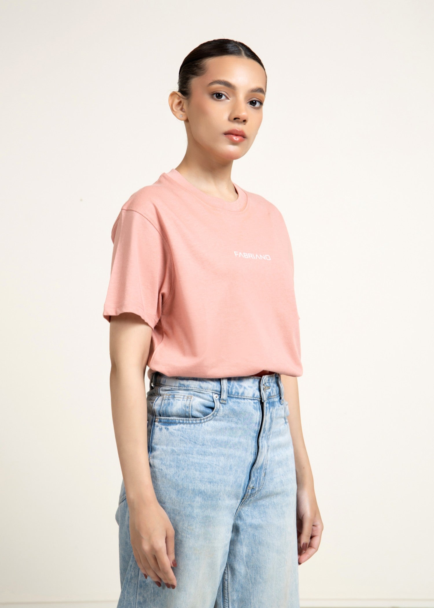 cotton jersey T Shirt in Pink