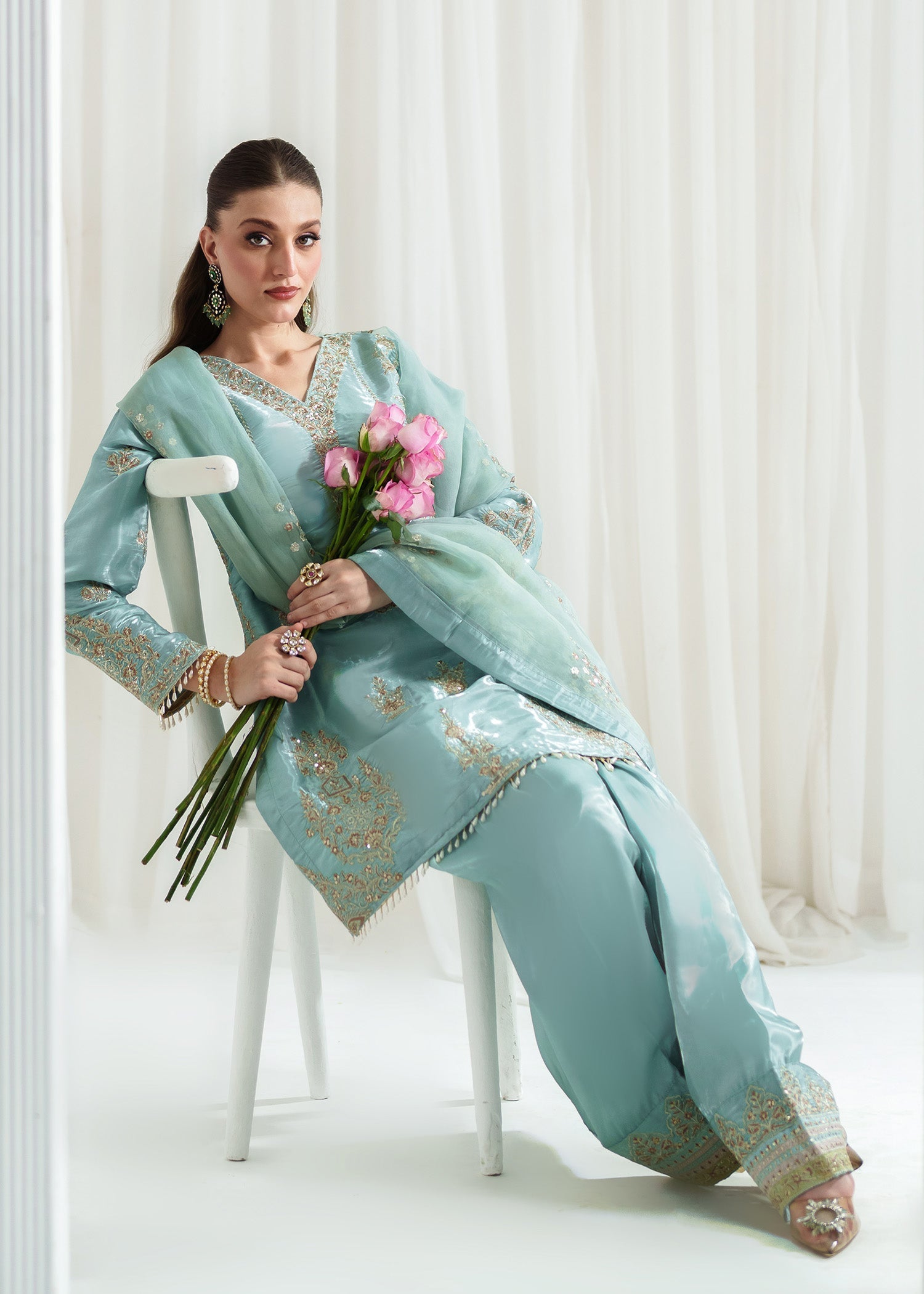charmuse/shamooz Kurta Set in Pastel green