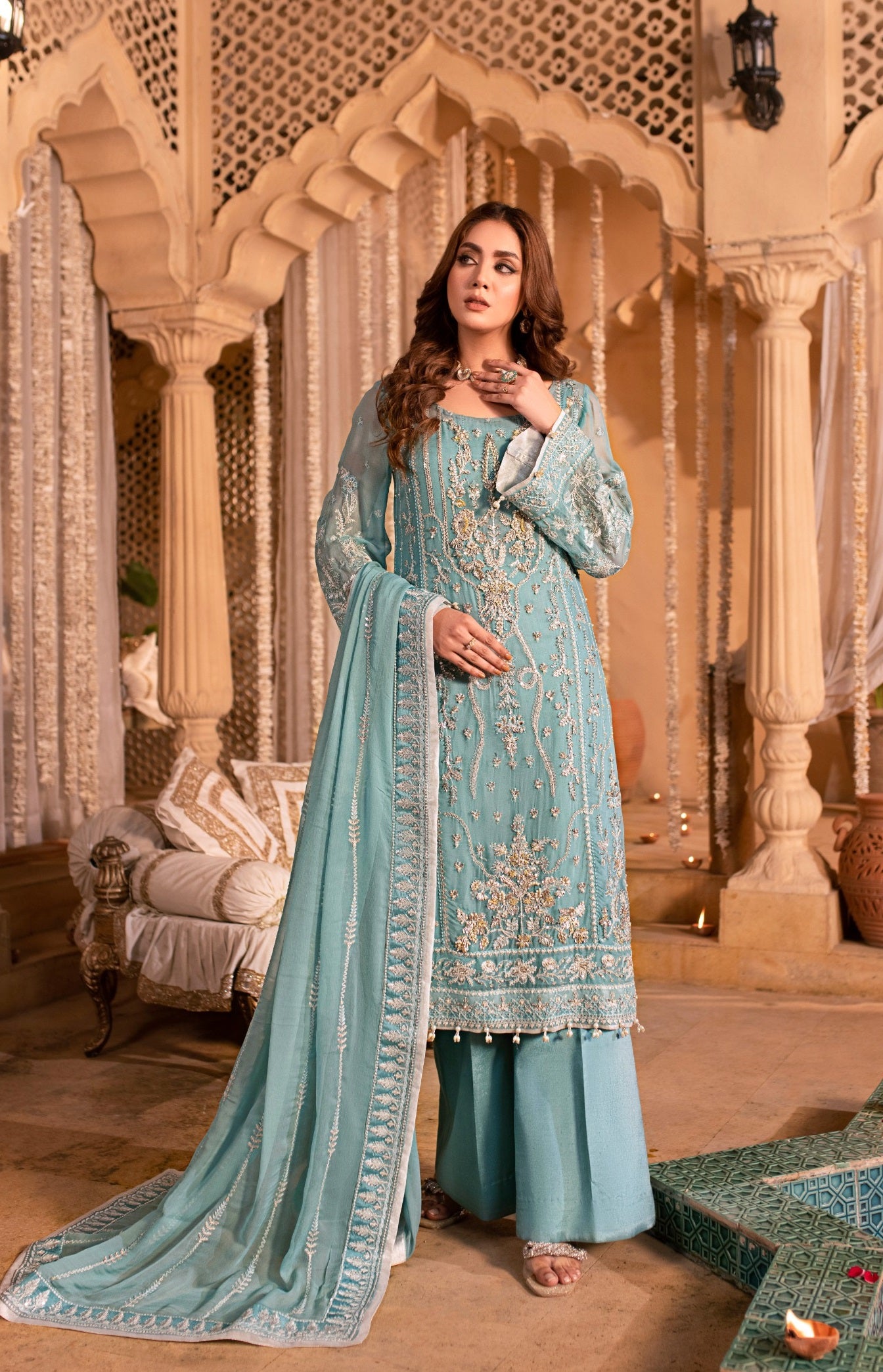 chiffon Unstitched in Blue